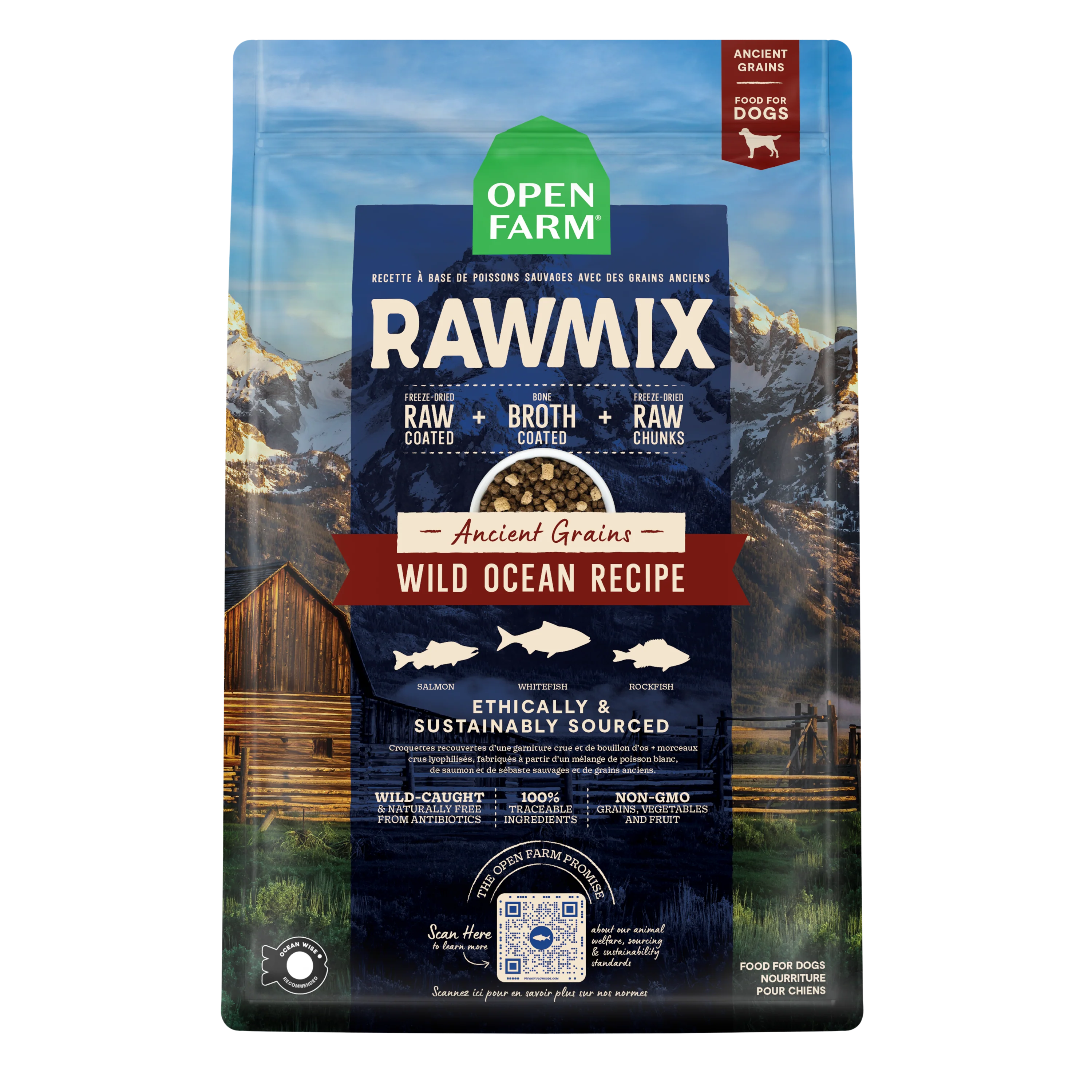 Open Farm Rawmix Wild Ocean Ancient Grain Kibble For Dogs 20lb Bag - Image 1