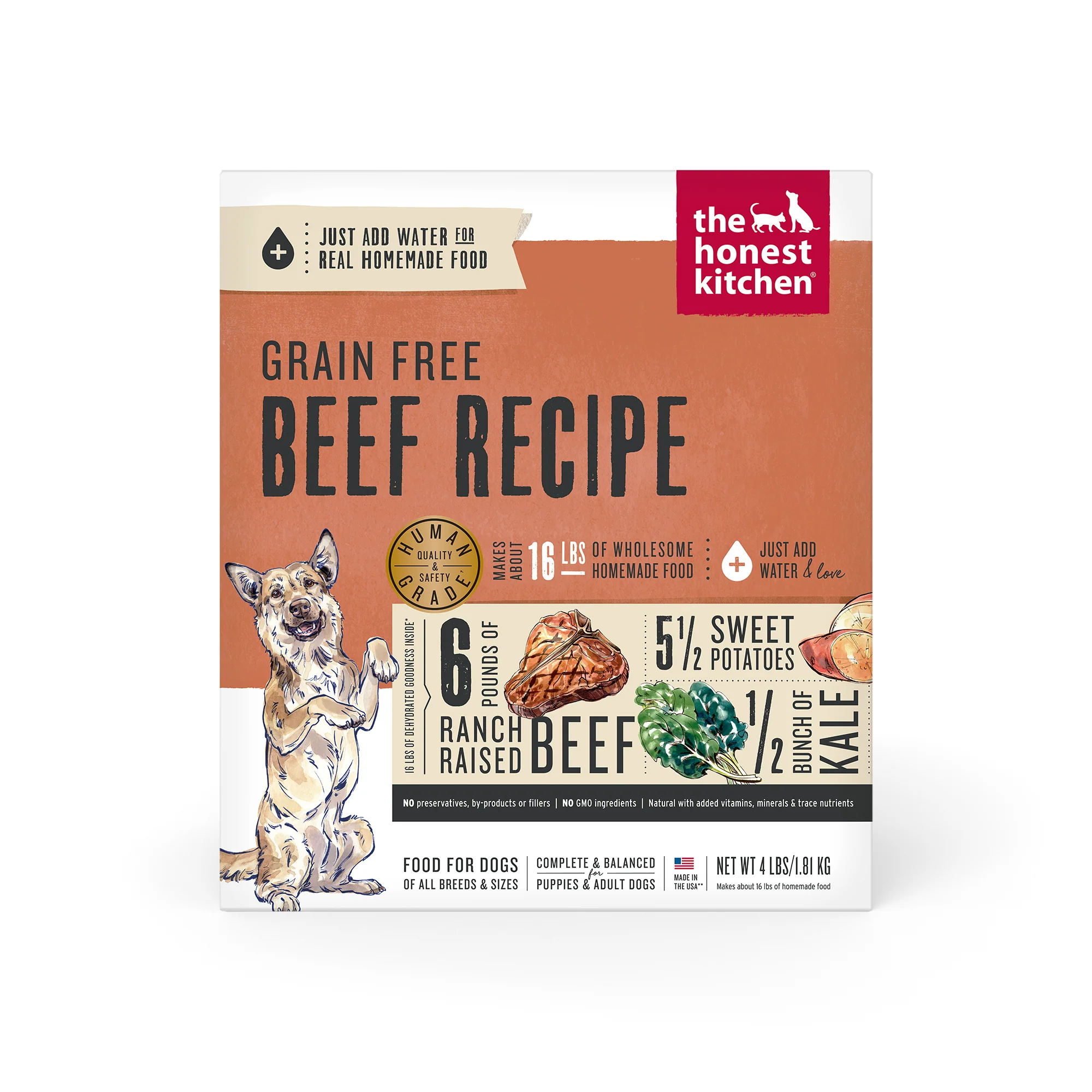 The Honest Kitchen Dehydrated Grain Free Beef Dog Food 4lb - Image 1