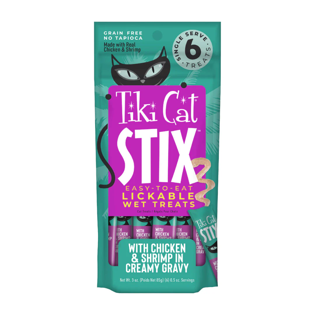 Tiki Cat Stix Wet Cat Treats Chicken & Shrimp 3oz Pouch - Image 1