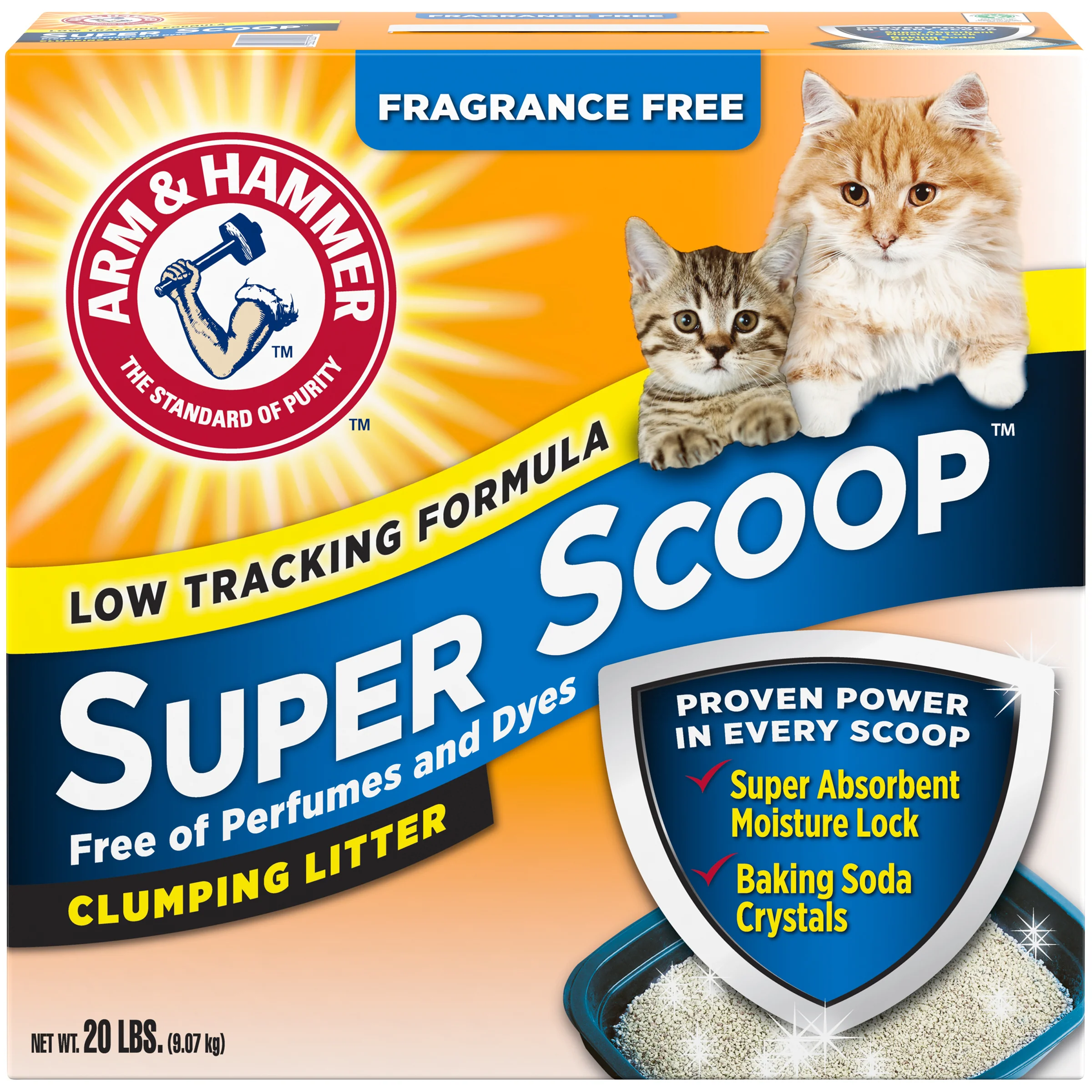 Arm & Hammer Super Scoop Clumping Cat Litter, Fragrance Free, 20 lb - Image 1