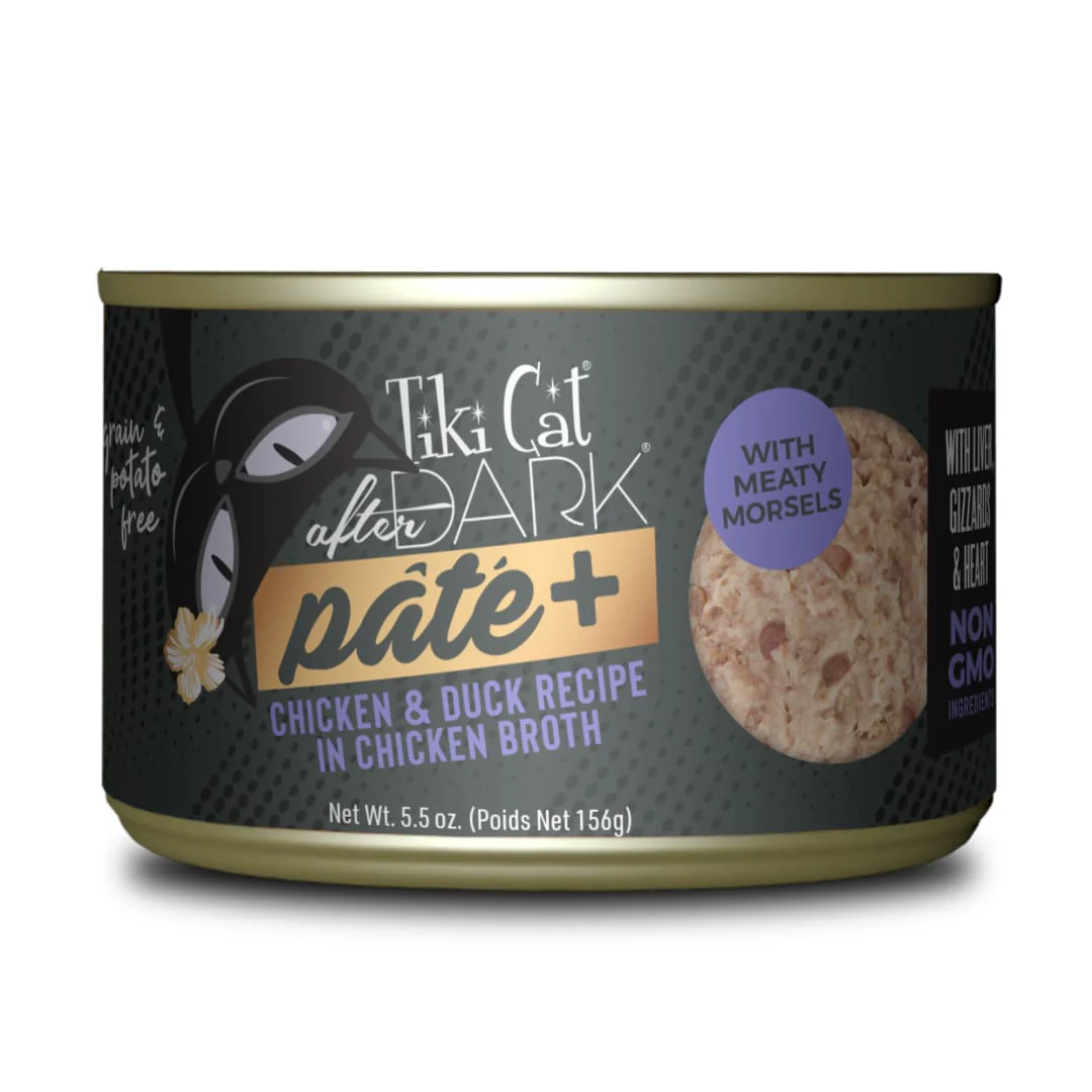 Tiki Cat After Dark Pate+ Wet Cat Food, Chicken & Duck, 5.5oz Can - Image 1