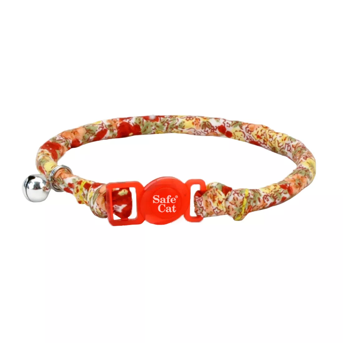Coastal Safe Cat 3/8in Wide 8-12in Round Fashion Collar Red Floral - Image 1