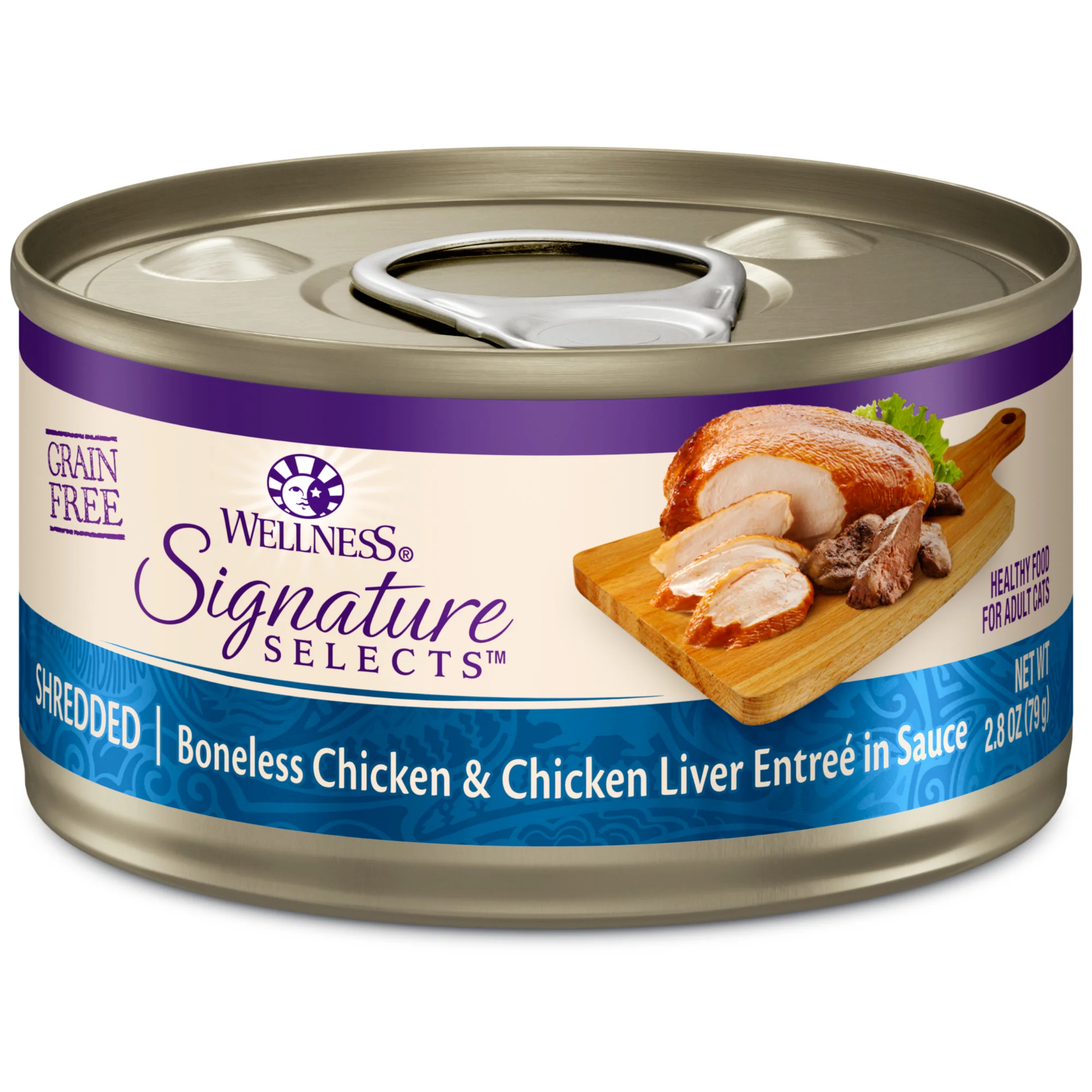 Wellness CORE Signature Selects Grain Free Canned Cat Food Shredded Chicken & Chicken Liver in Sauce 2.8ozs - Image 1