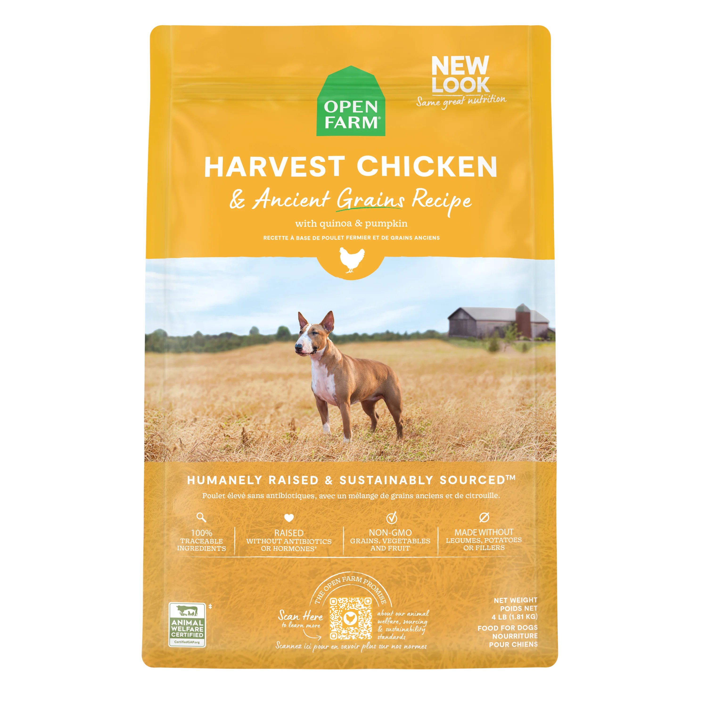 Open Farm Harvest Chicken & Ancient Grains Recipe Kibble For Dogs 22lb Bag