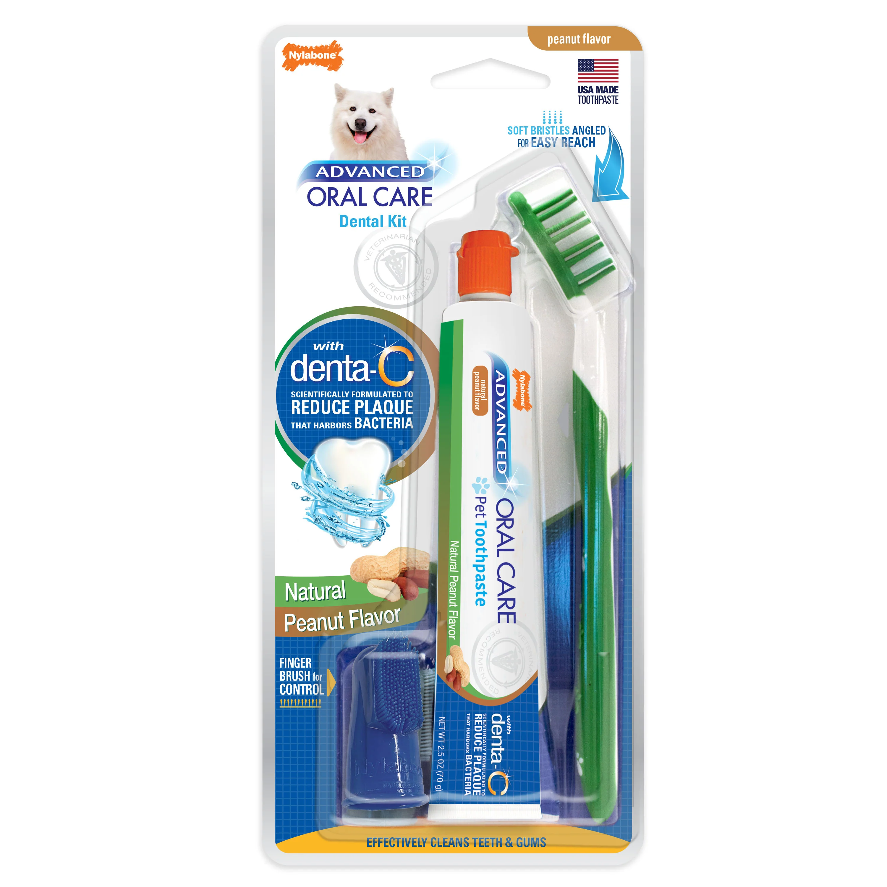 Nylabone Advanced Oral Care Dog Dental Kit, Peanut Butter Flavor - Image 1