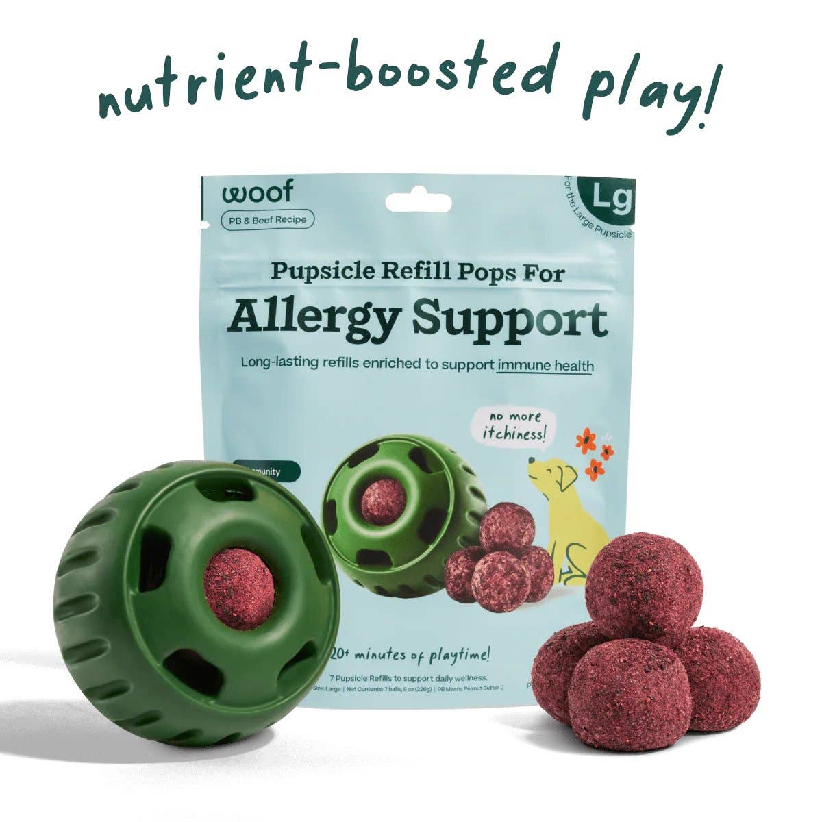 Woof Dog Allergy Support Treats 8oz Large Pops - Image 1