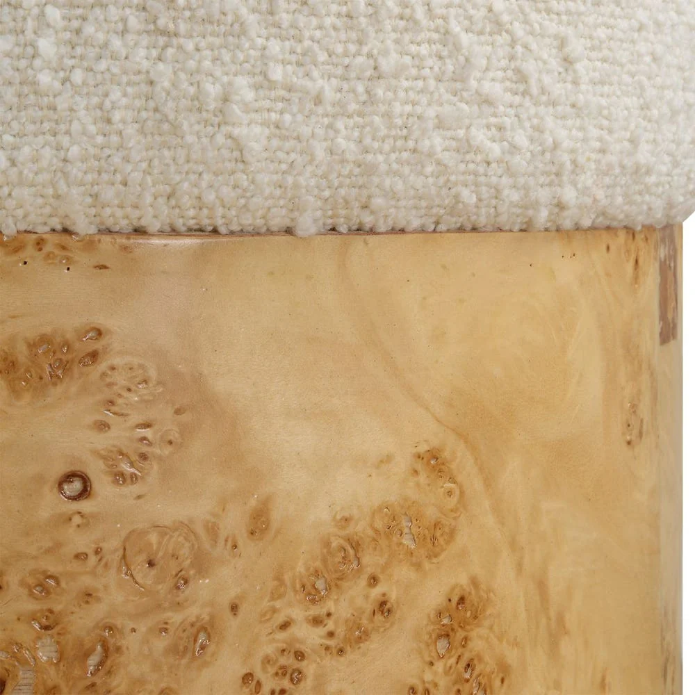 Birch Burl Bouclé Stool - Image 3
