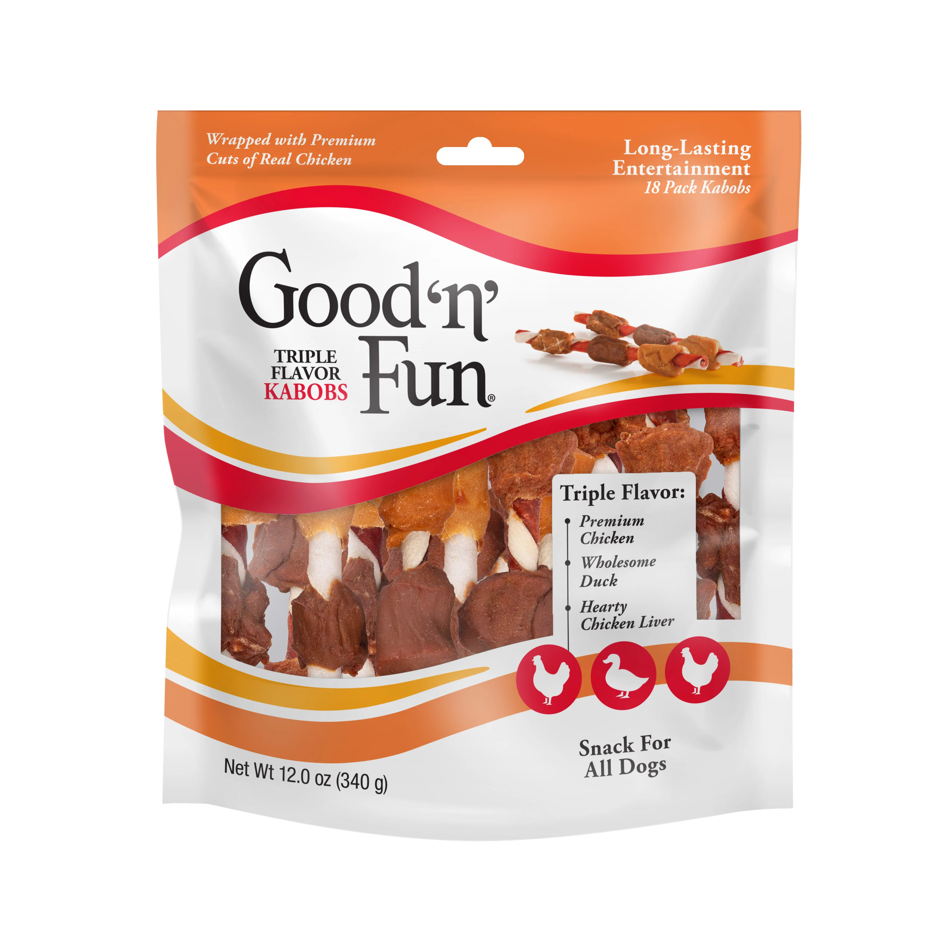 Good ’n’ Fun Triple Flavor Kabobs 18 Count, Rawhide For Dogs - Image 1