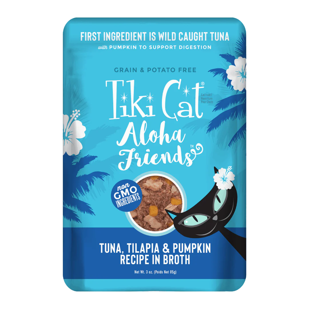 Tiki Cat Aloha Friends Wet Cat Food Tuna Tilapia & Pumpkin 3oz Pouch - Image 1