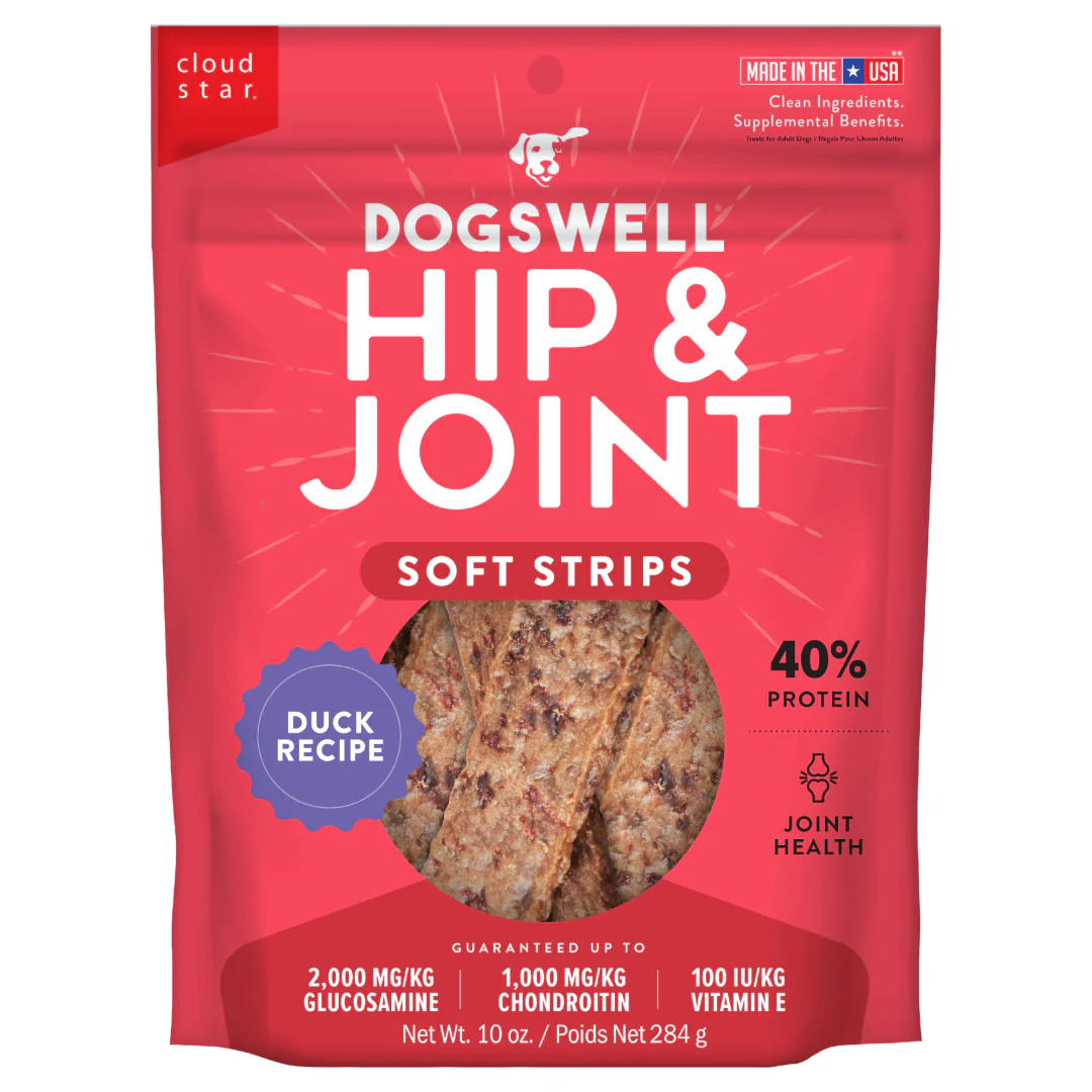 Dogswell Hip & Joint Soft Strips Dog Treats, Duck, 10 oz. Pouch - Image 1