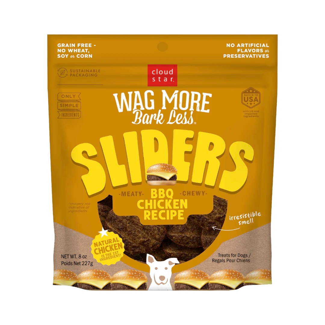 Cloud Star Wag More Bark Less Sliders Dog Treats, BBQ Chicken 8 oz. Bag - Image 1