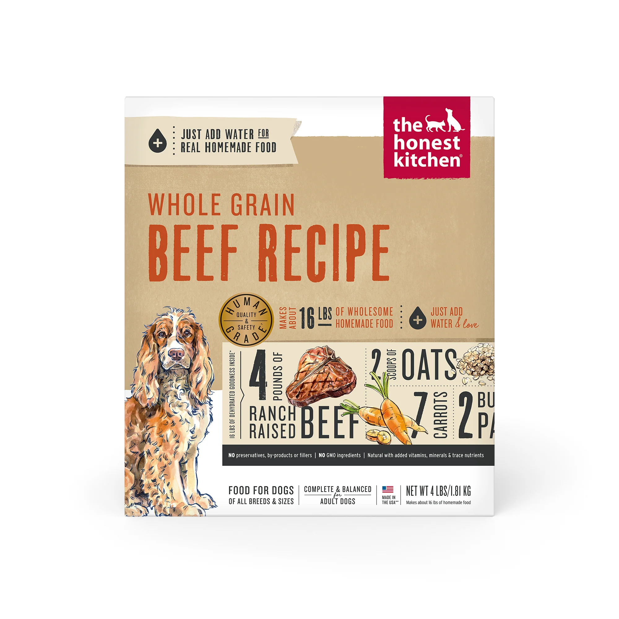 The Honest Kitchen Dehydrated Whole Grain Beef Dog Food 4lb - Image 1