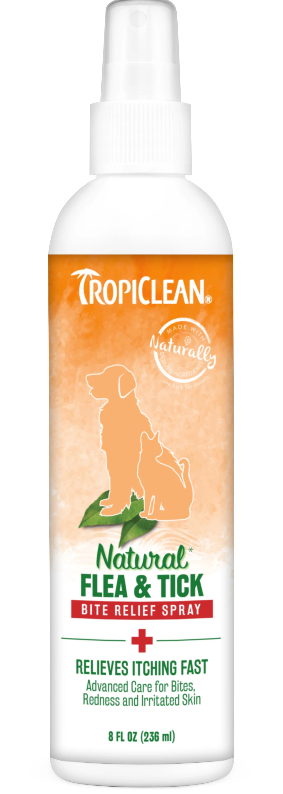 TropiClean Natural* Flea & Tick Bite Relief Spray for Pets, 8oz - Image 1
