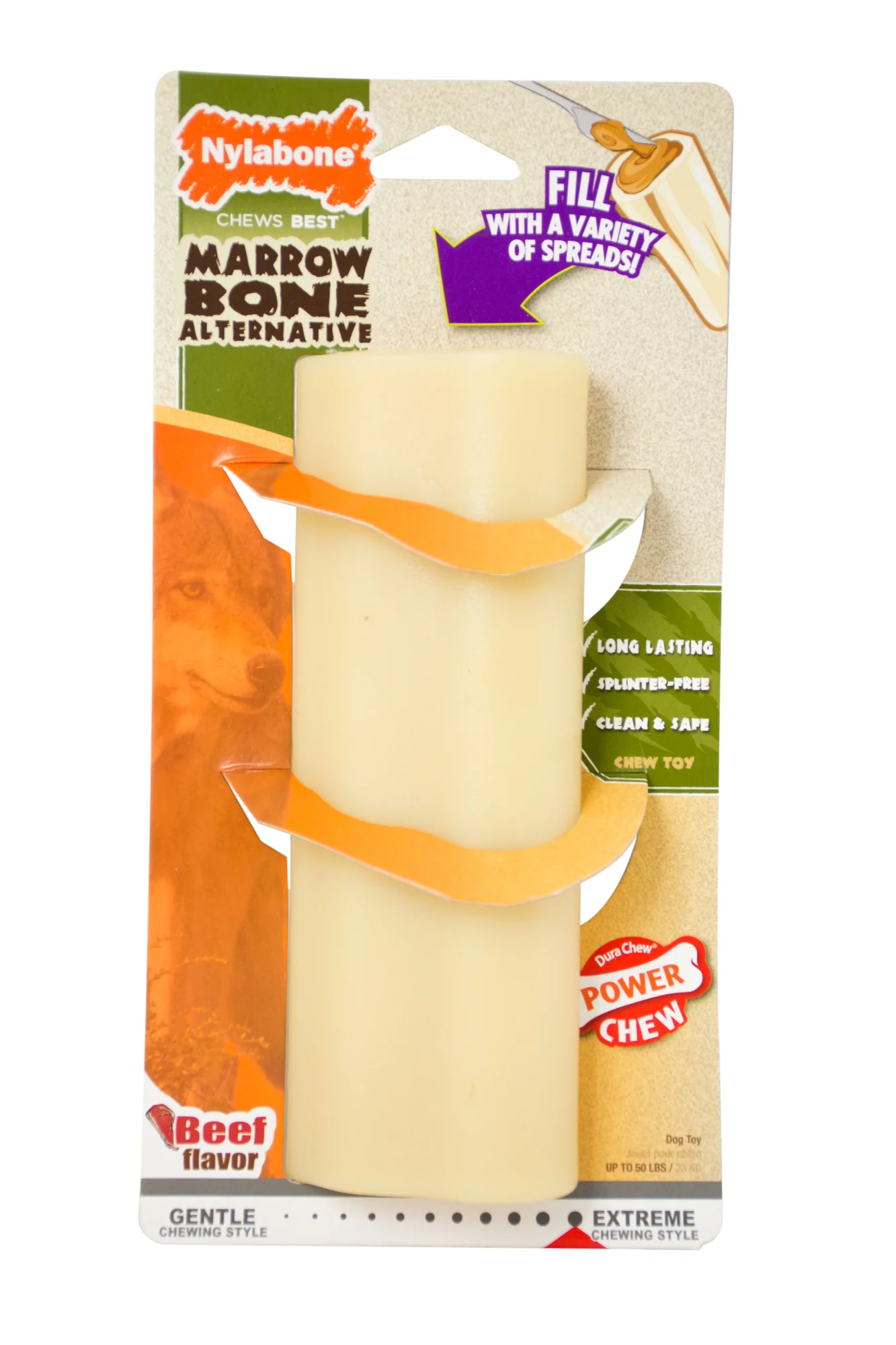 Nylabone Power Chew Giant Marrow Bone Alternative Beef Flavor Dog Chew Toy Large/Giant - Image 1