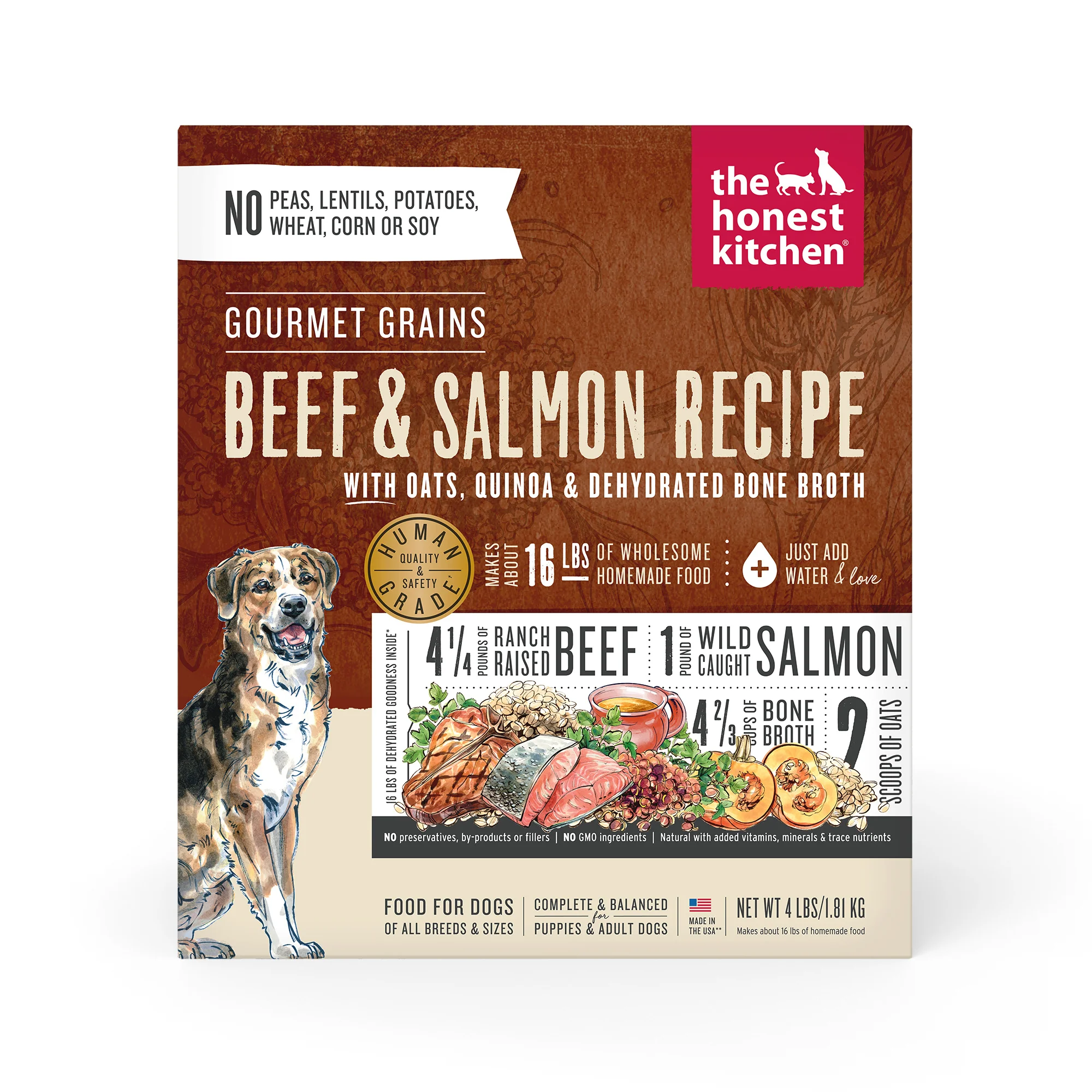 The Honest Kitchen Dehydrated Gourmet Grains Beef & Salmon Dog Food 4lb - Image 1