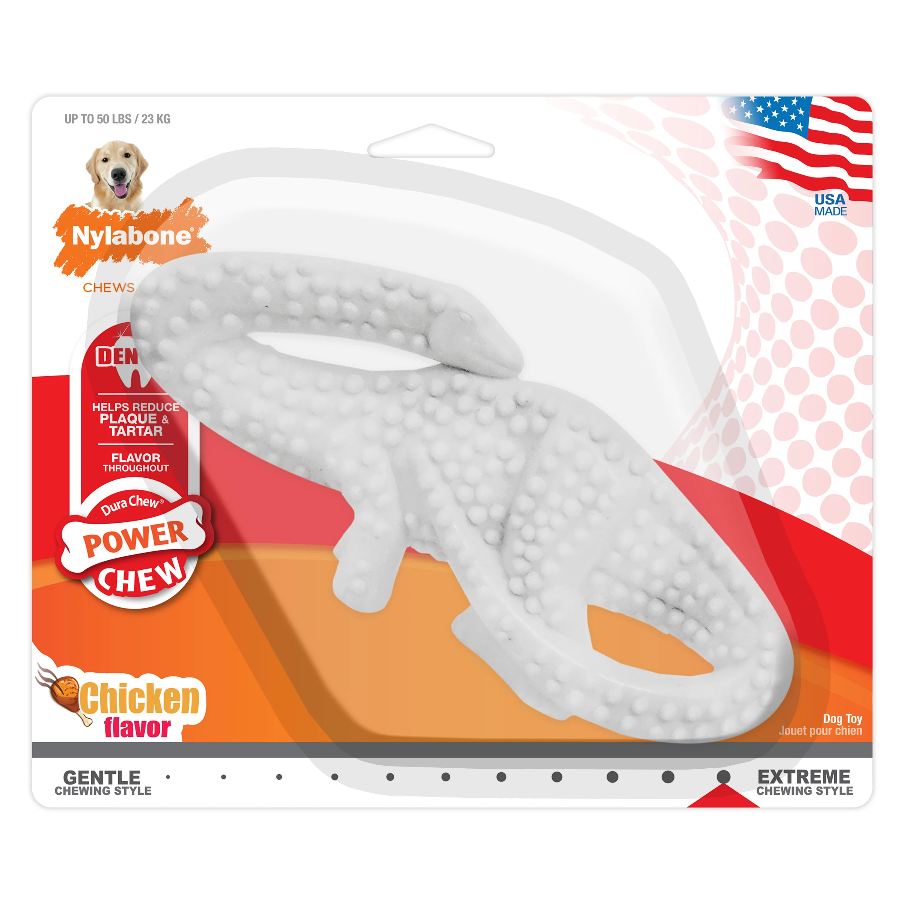 Nylabone Power Chew Dental Dinosaur Dog Toy Chicken Large/Giant - Image 1