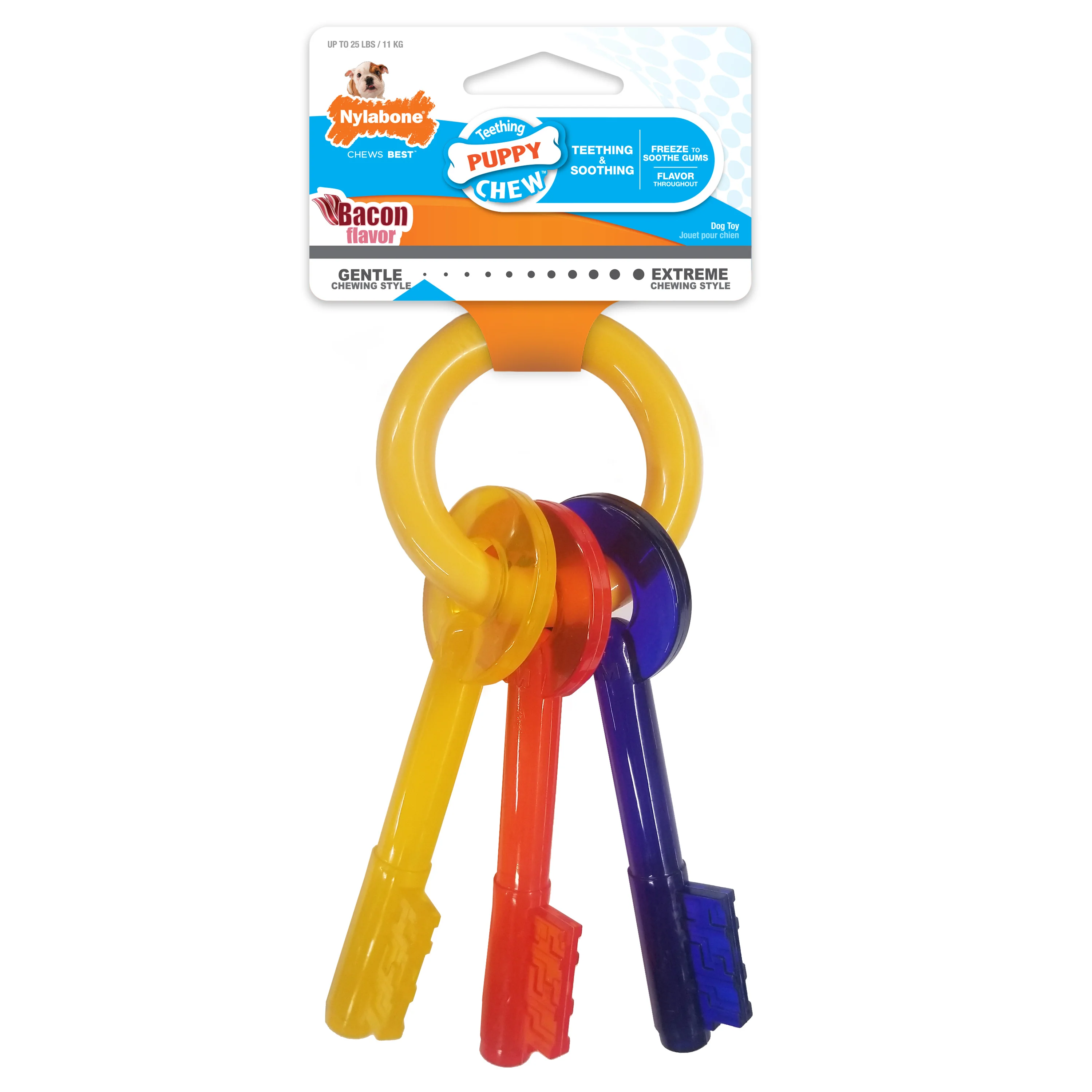 Nylabone Just for Puppies Teething Chew Toy Keys Bacon Keys Small/Regular - Image 1
