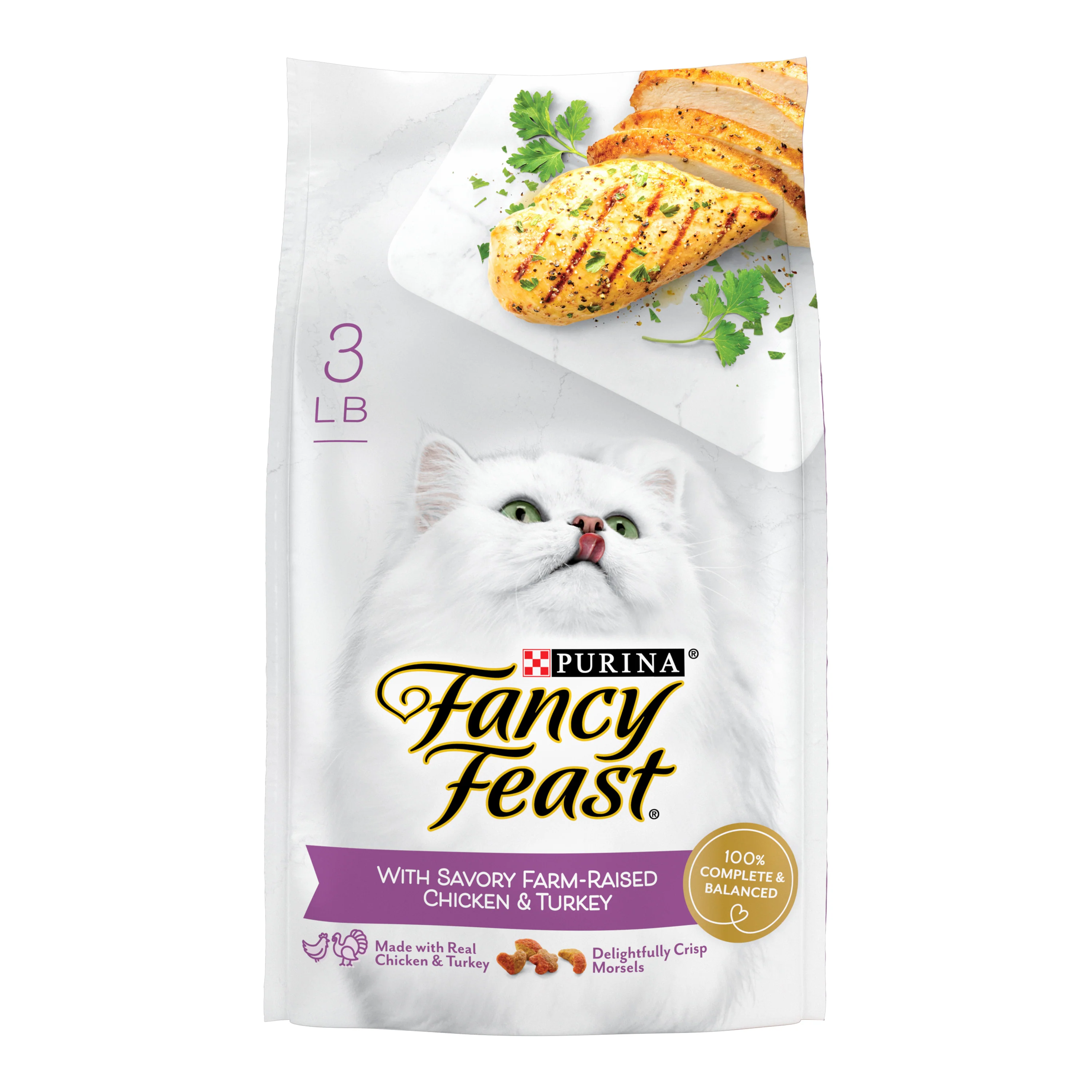 Purina Fancy Feast Dry Cat Food with Savory Chicken and Turkey 3lb - Image 1