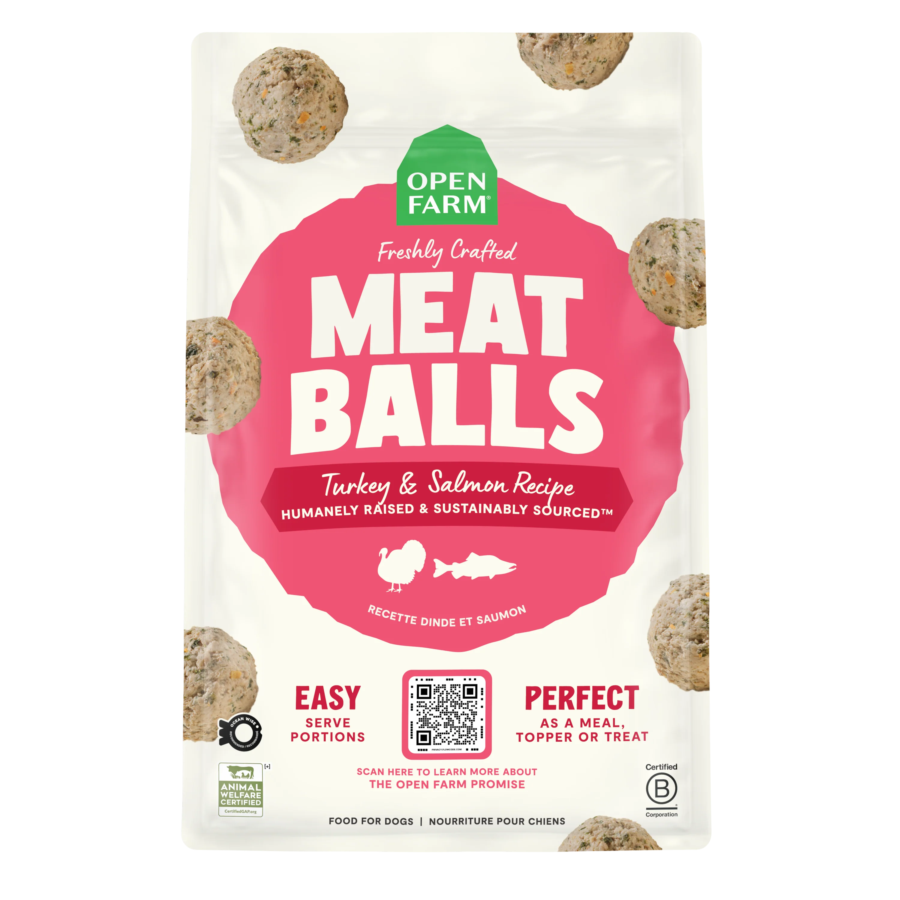 Open Farm Open Farm Freshly Crafted Meatballs – Turkey & Salmon Recipe 36oz Bag