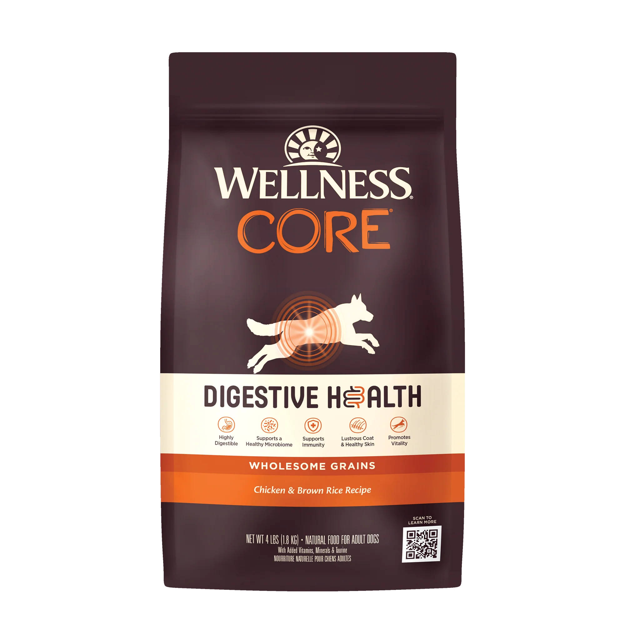 Wellness CORE Digestive Health Chicken & Brown Rice Dry Dog Food 4lb Bag - Image 1