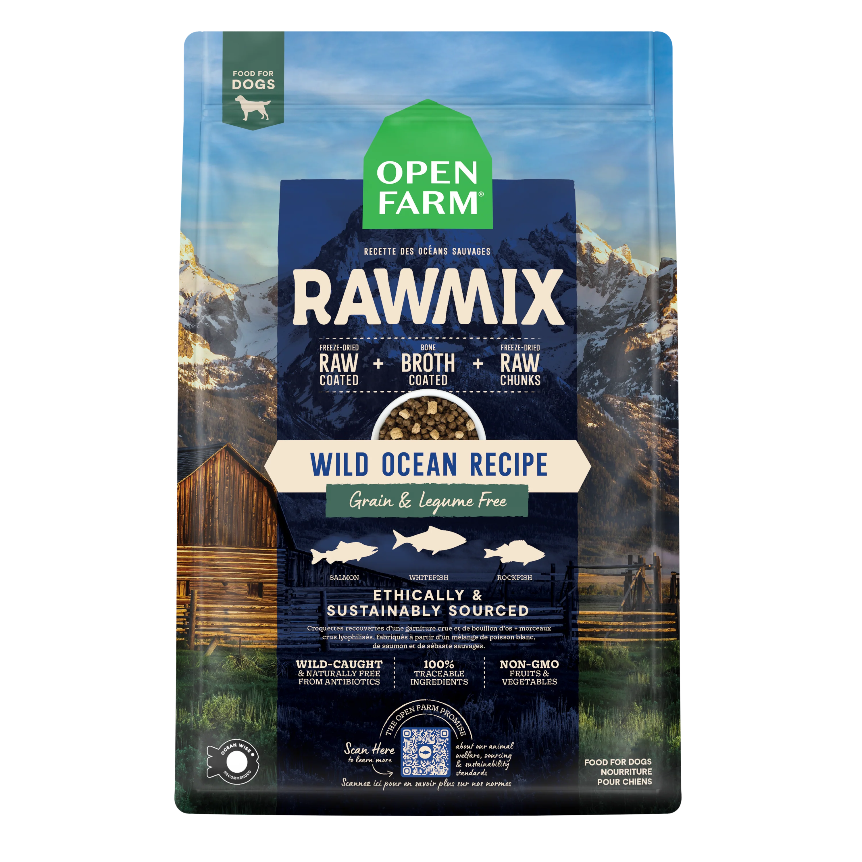Open Farm Rawmix Wild Ocean Grain Free Kibble For Dogs 3.5lb Bag