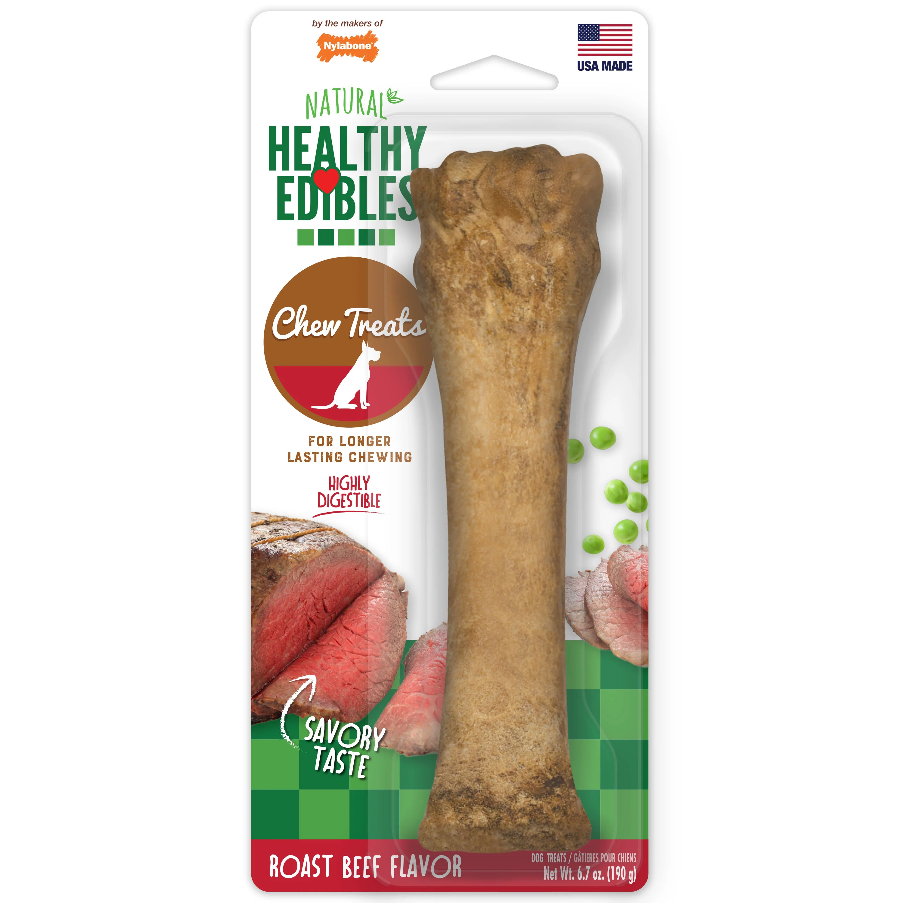 Nylabone Healthy Edibles All-Natural Long Lasting Roast Beef Dog Chew Treats X-Large/Souper - Image 1
