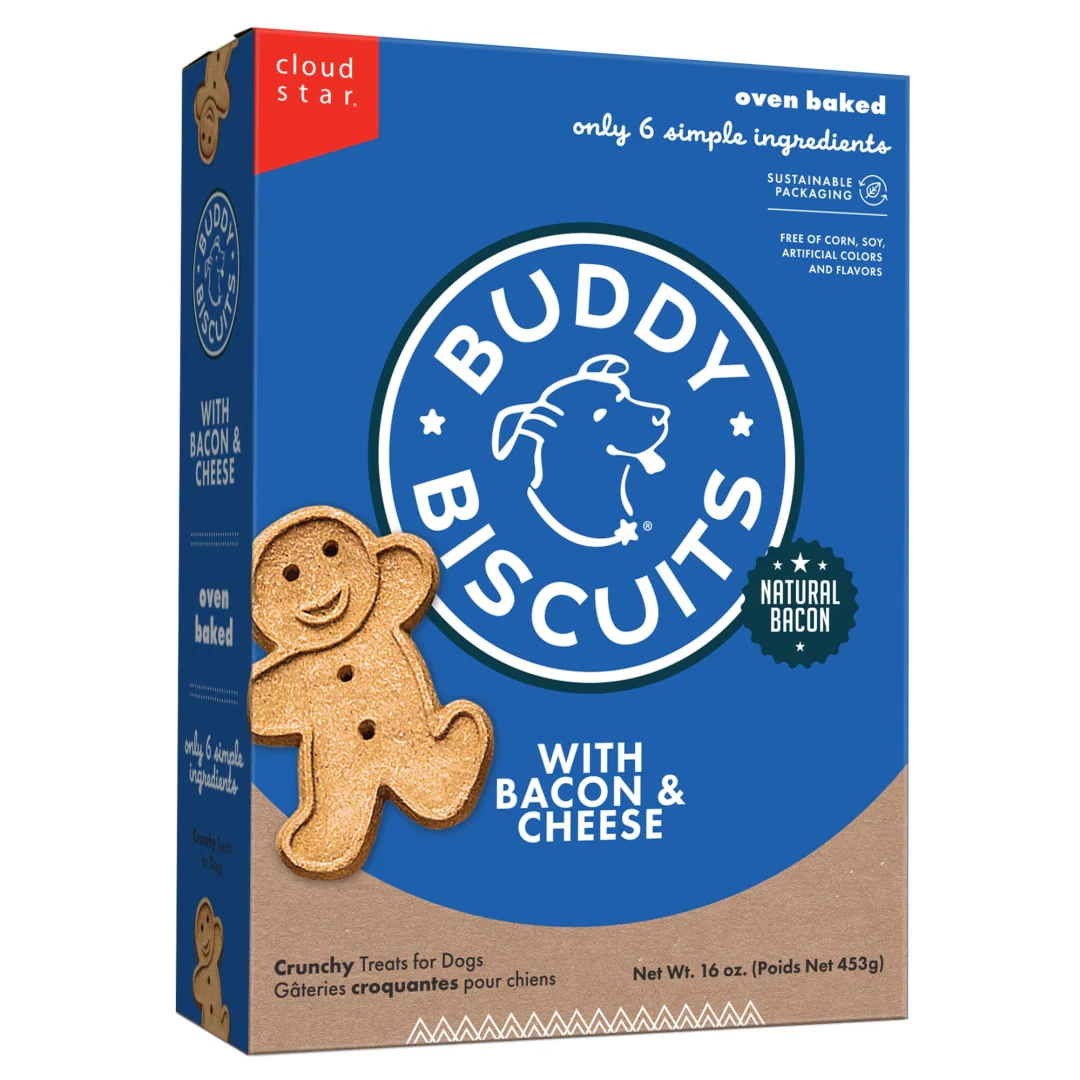 Cloud Star Buddy Biscuits Crunchy Dog Treats, Bacon & Cheese, 16 oz. Box - Image 1