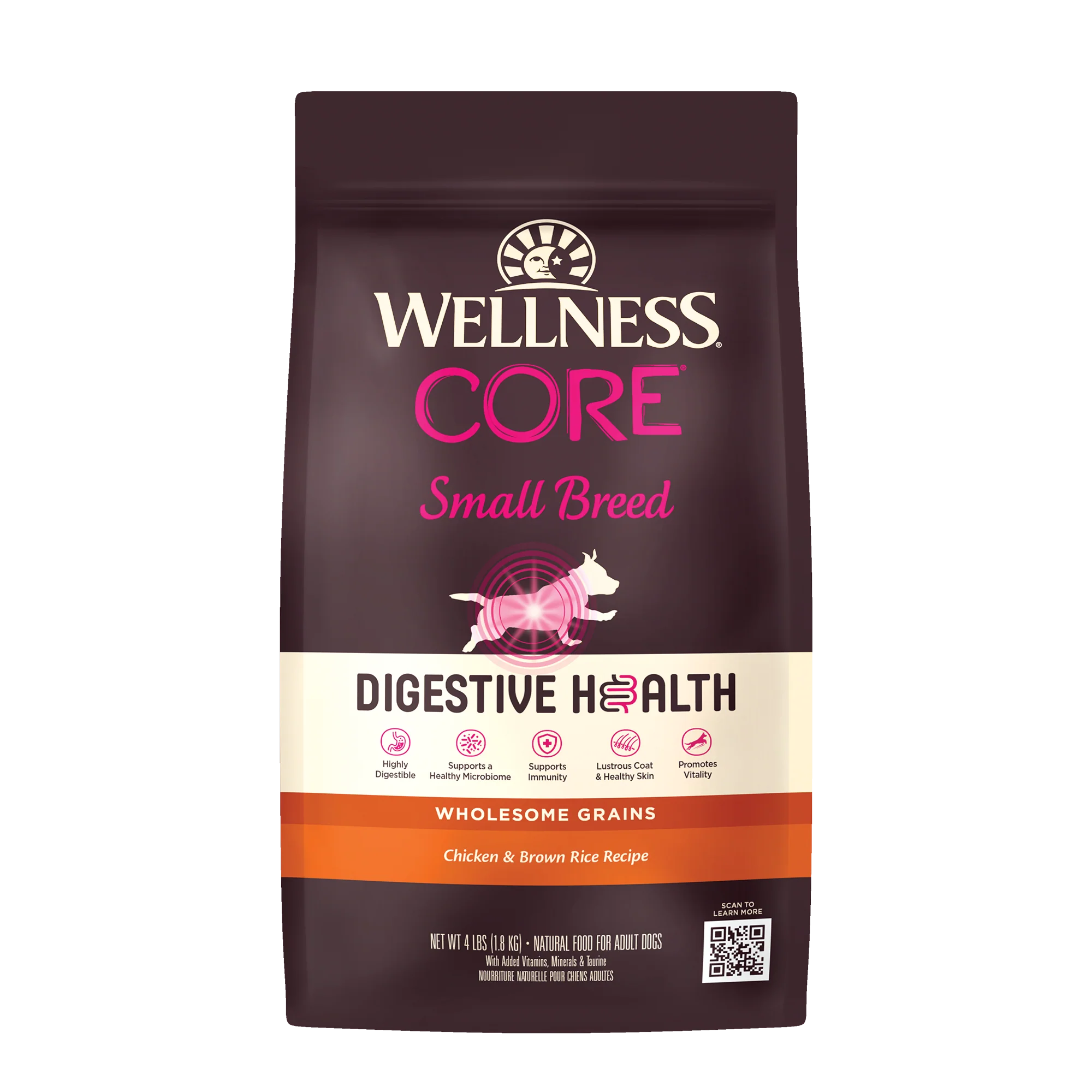 Wellness CORE Digestive Health Small Breed Chicken & Brown Rice Dry Dog Food 4lb Bag - Image 1