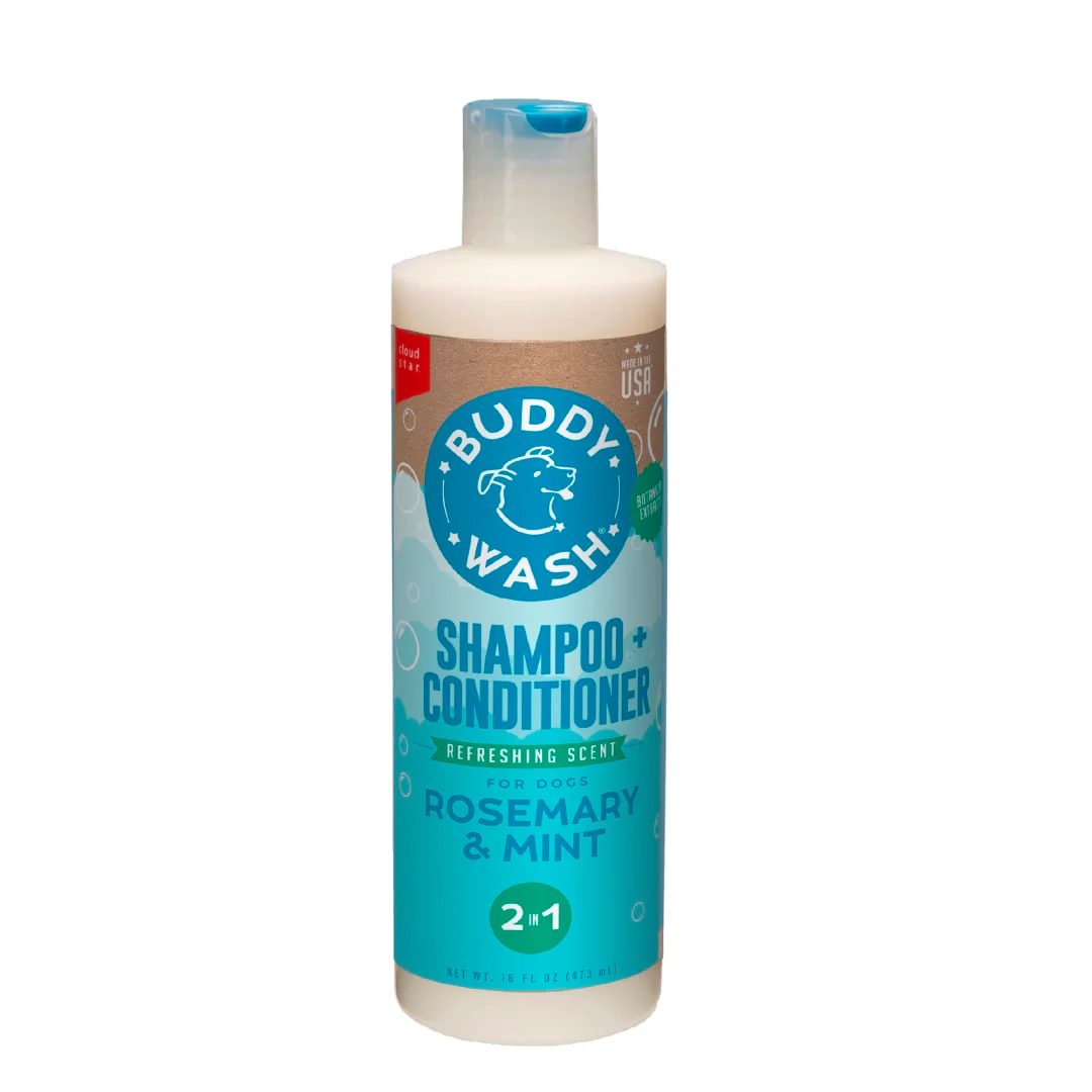 Buddy Grooming Wash 2 in 1 Dog Shampoo, Rosemary & Mint, 16 oz. Bottle - Image 1