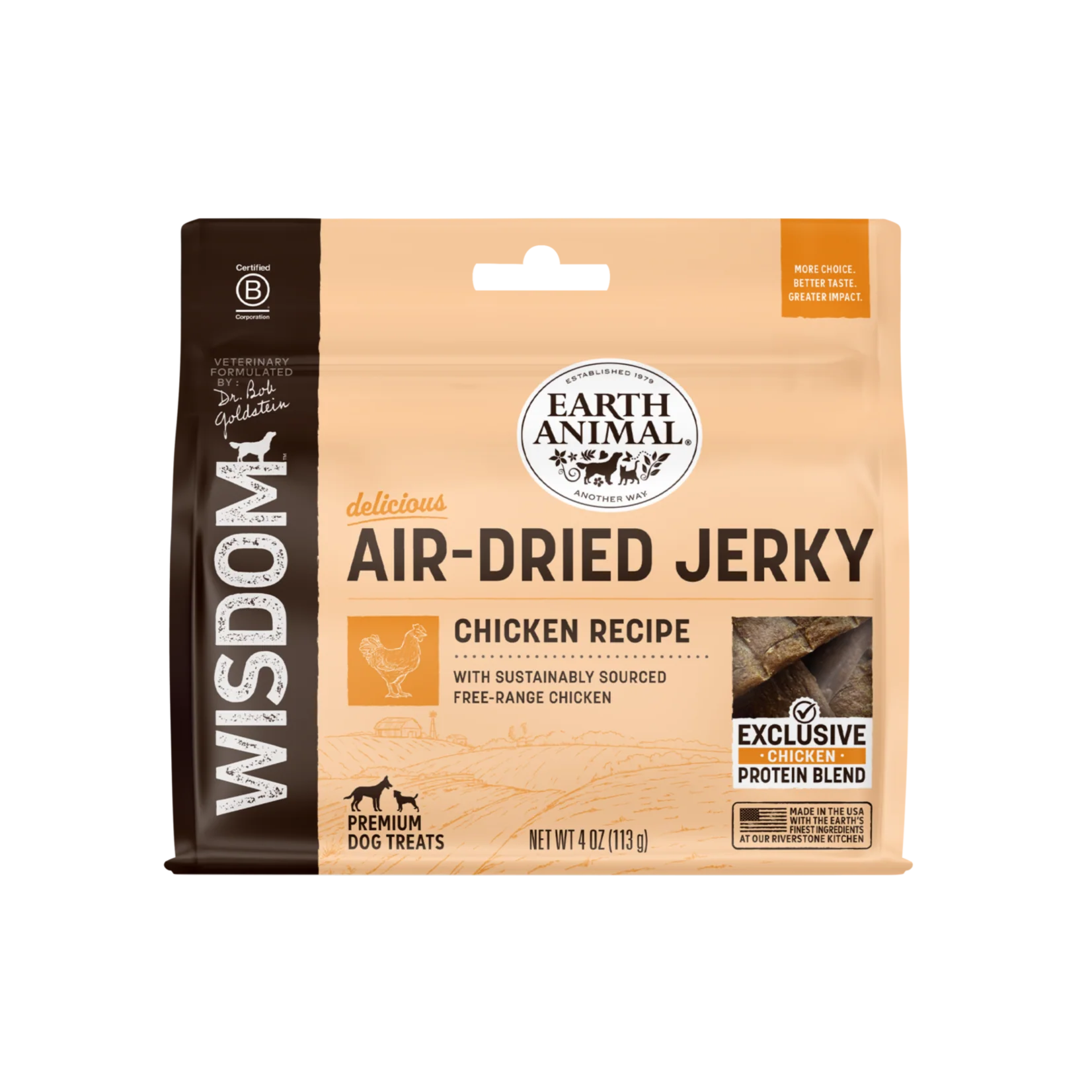 Earth Animal Wisdom Air-Dried Chicken Jerky 4oz - Image 1
