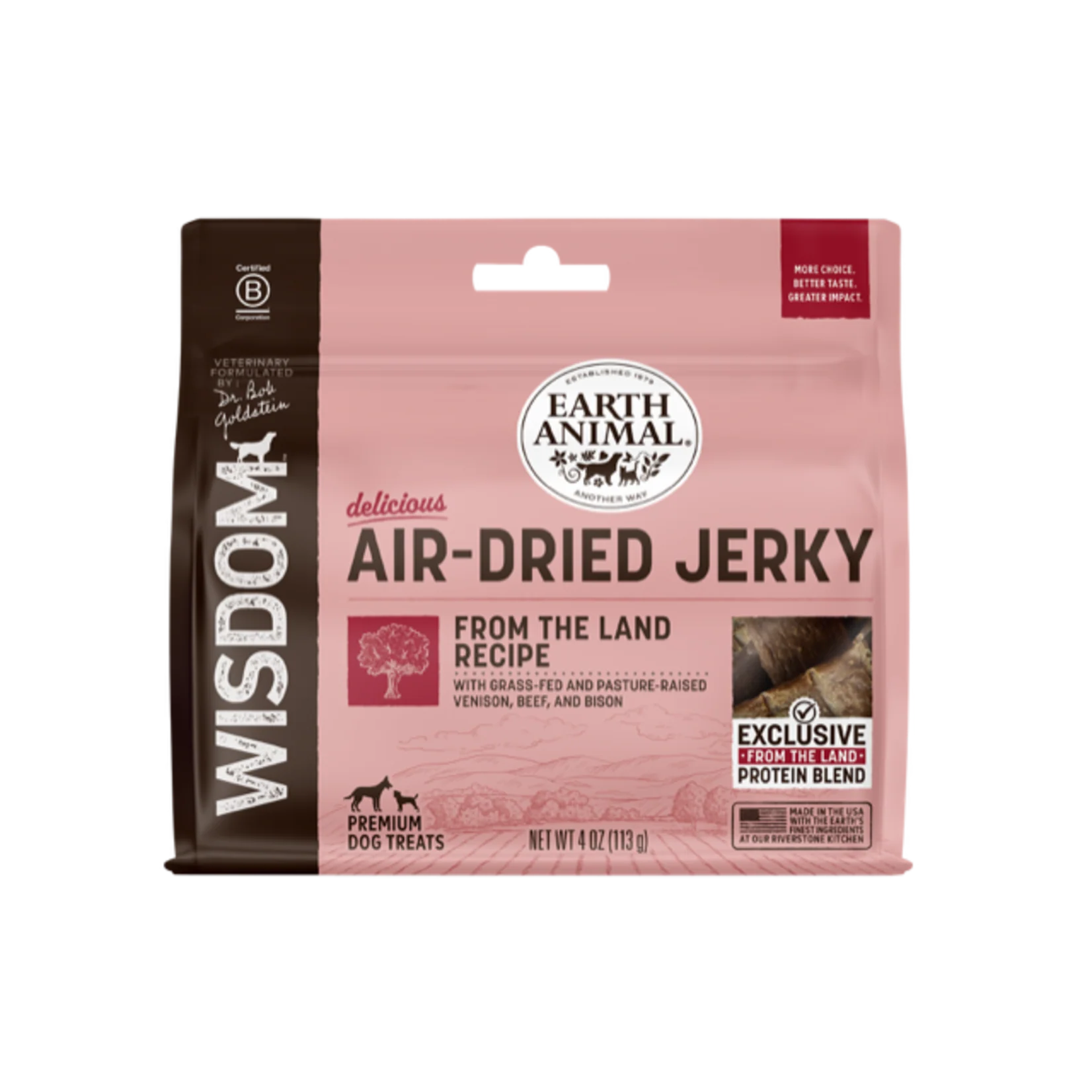 Earth Animal Wisdom Air-Dried From The Land Jerky 4oz - Image 1