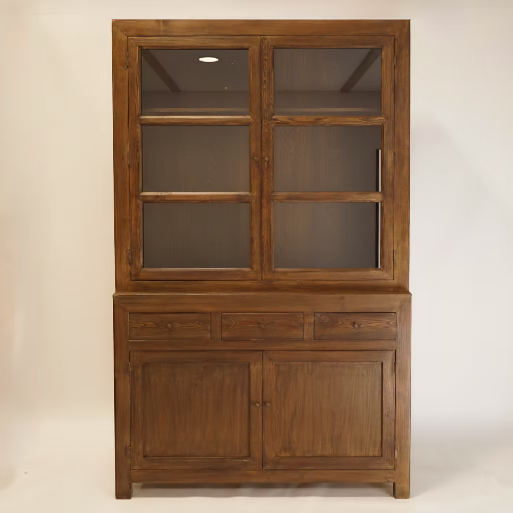 Daphne Reclaimed Wood Glass Cabinet - Image 2