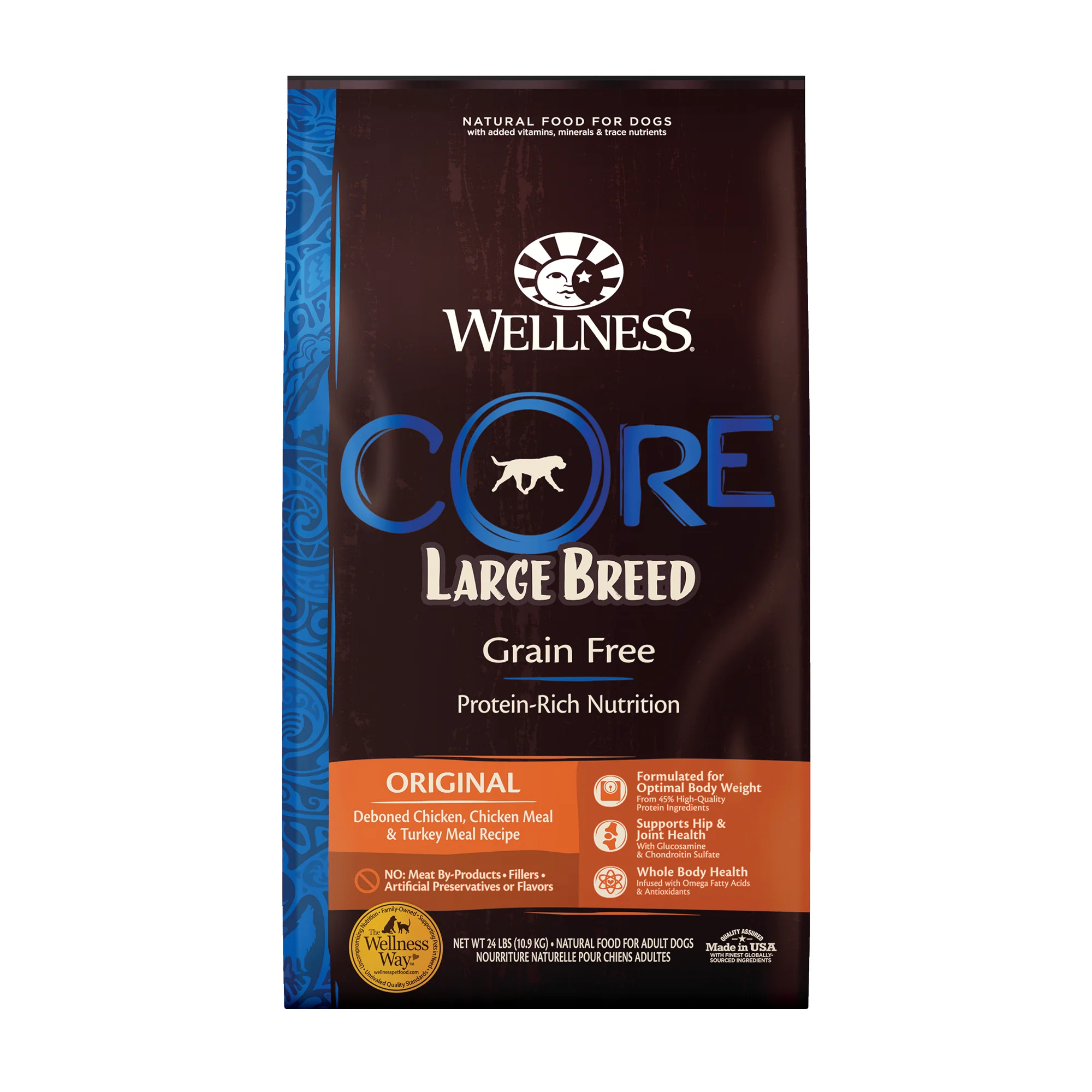 Wellness CORE Natural Grain Free Dry Dog Food Large Breed 24lb Bag - Image 1