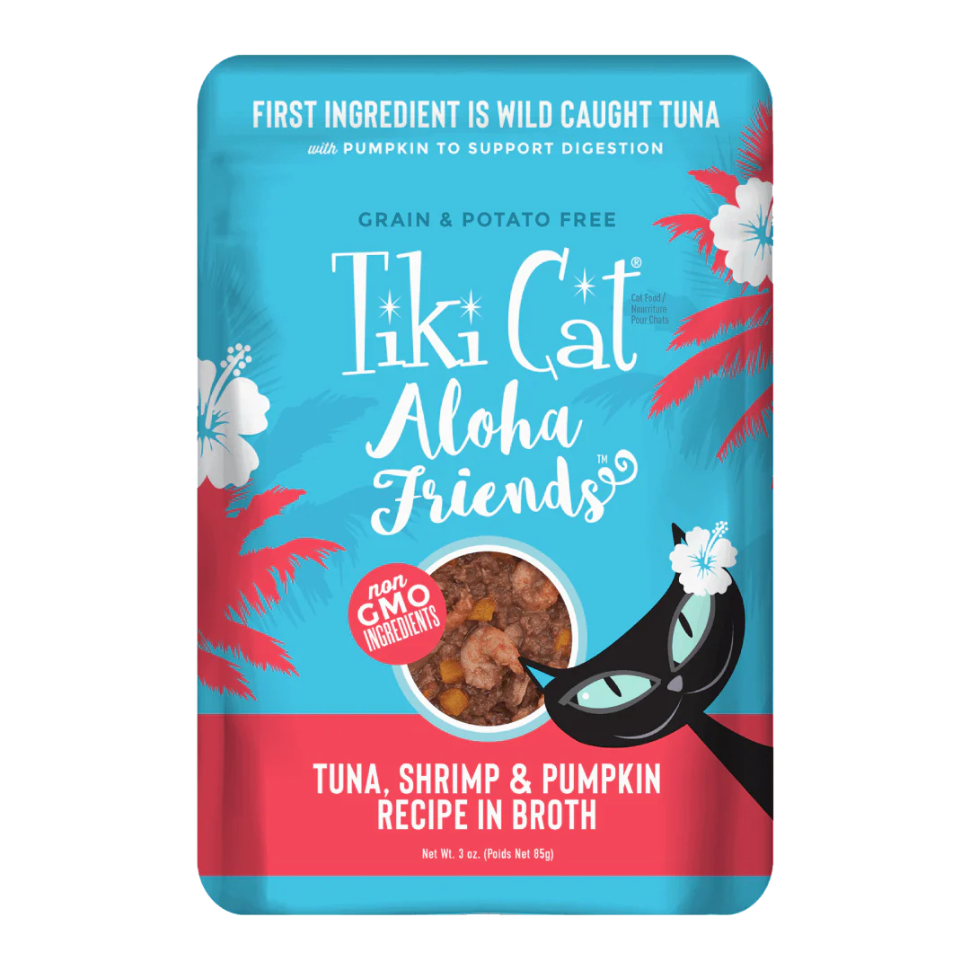 Tiki Cat Aloha Friends Wet Cat Food Tuna Shrimp & Pumpkin 3oz Pouch - Image 1