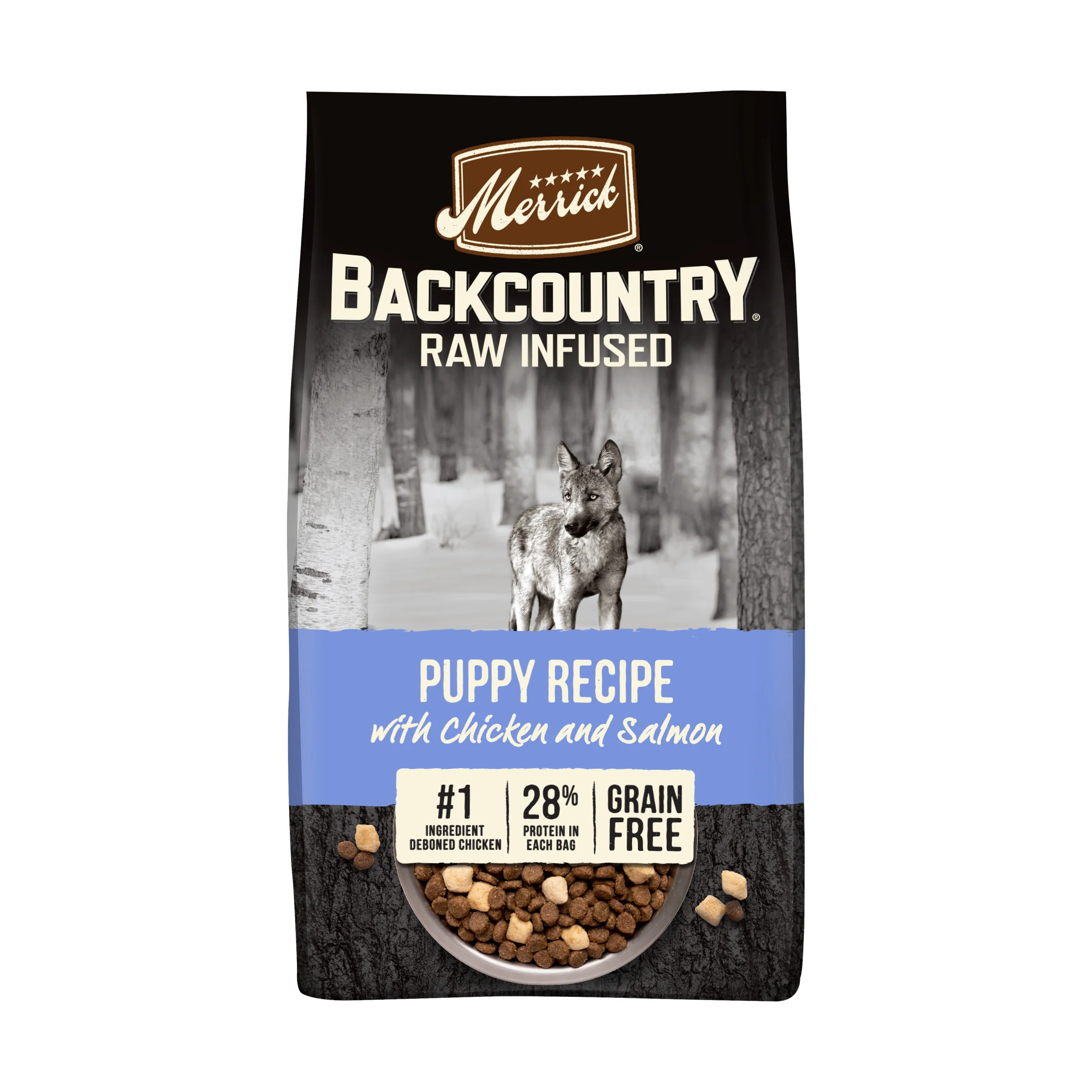 Merrick Backcountry Grain Free Dry Puppy Dog Food, Kibble With Freeze Dried Raw Pieces, Chicken Recipe 4lb - Image 1