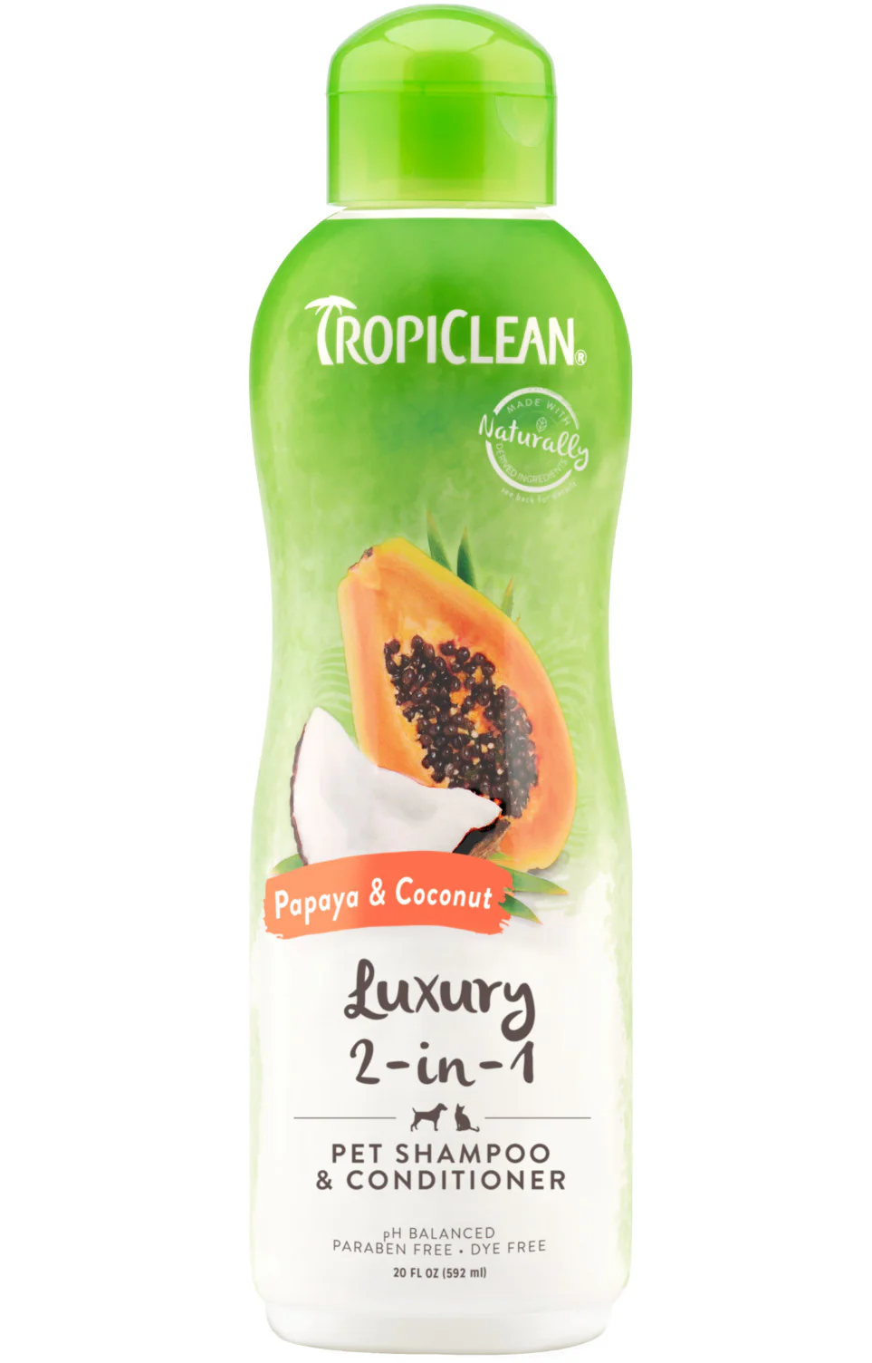 TropiClean Papaya & Coconut Luxury 2-in-1 Shampoo and Conditioner for Pets, 20oz - Image 1