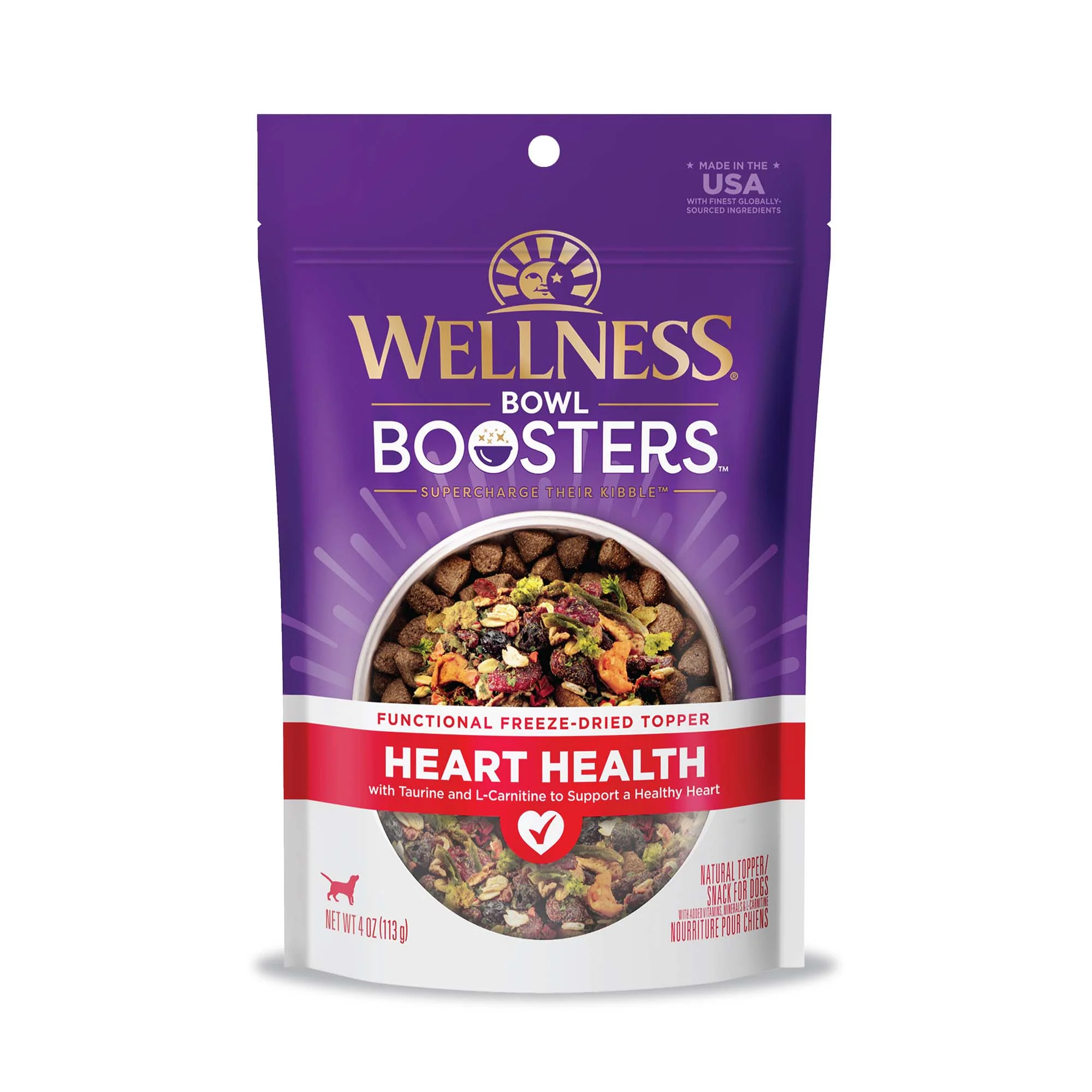 Wellness Bowl Boosters Functional Freeze-Dried Dog Food Topper Heart Health 4oz Bag - Image 1