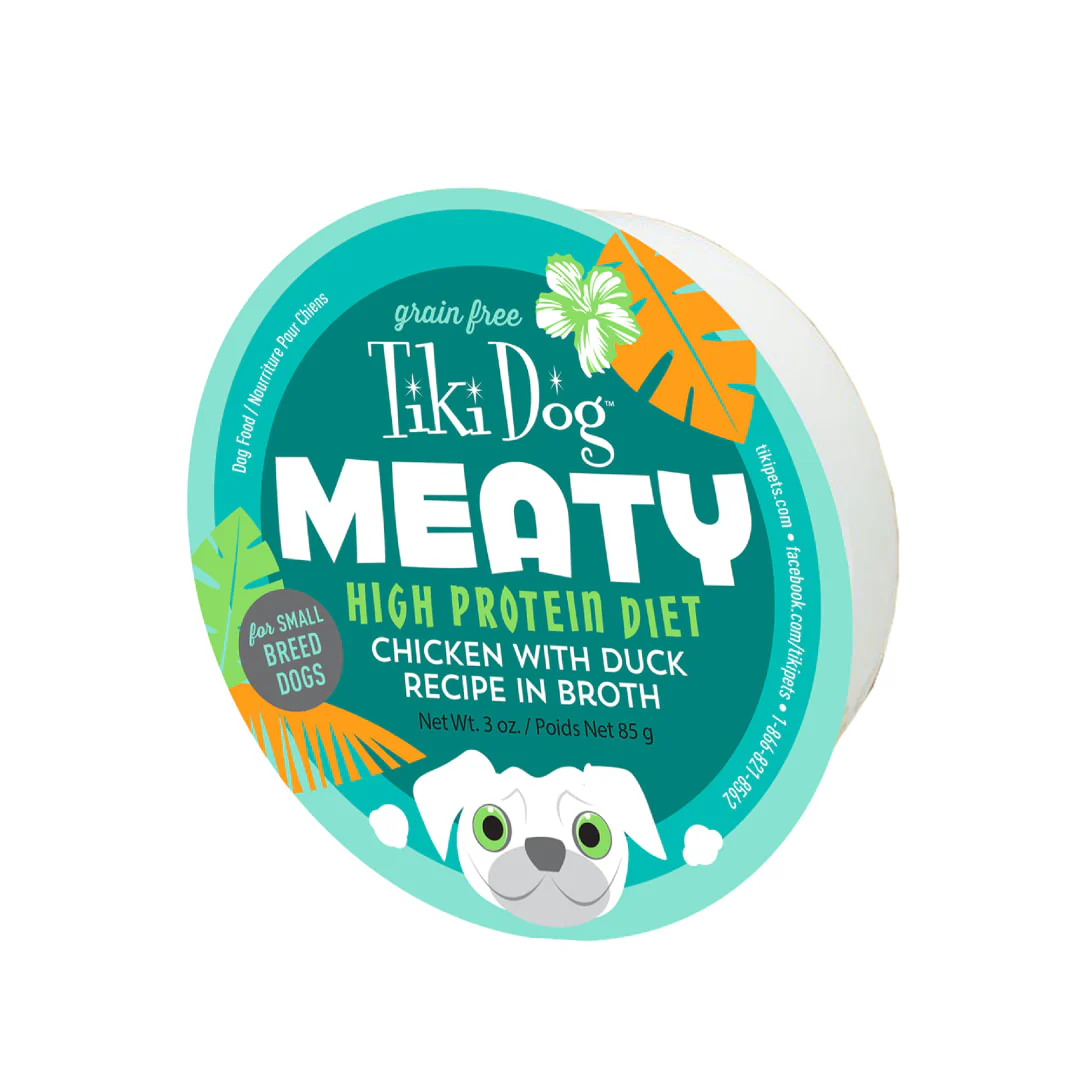 Tiki Dog Meaty Wet Dog Food, Chicken with Duck, 3oz Cup - Image 1