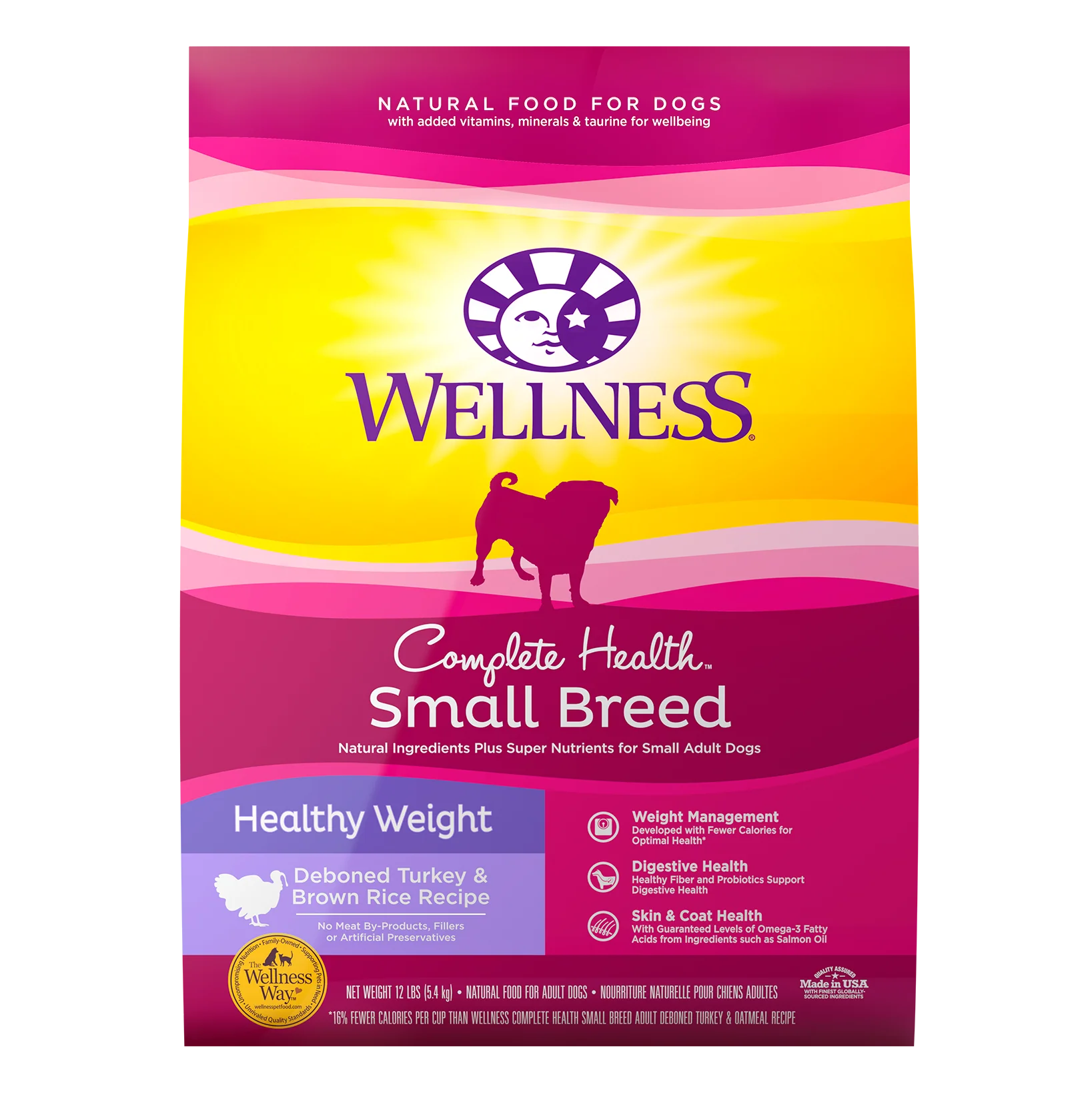 Wellness Complete Health Natural Dry Small Breed Healthy Weight Dog Food Turkey & Rice 12lb Bag - Image 1