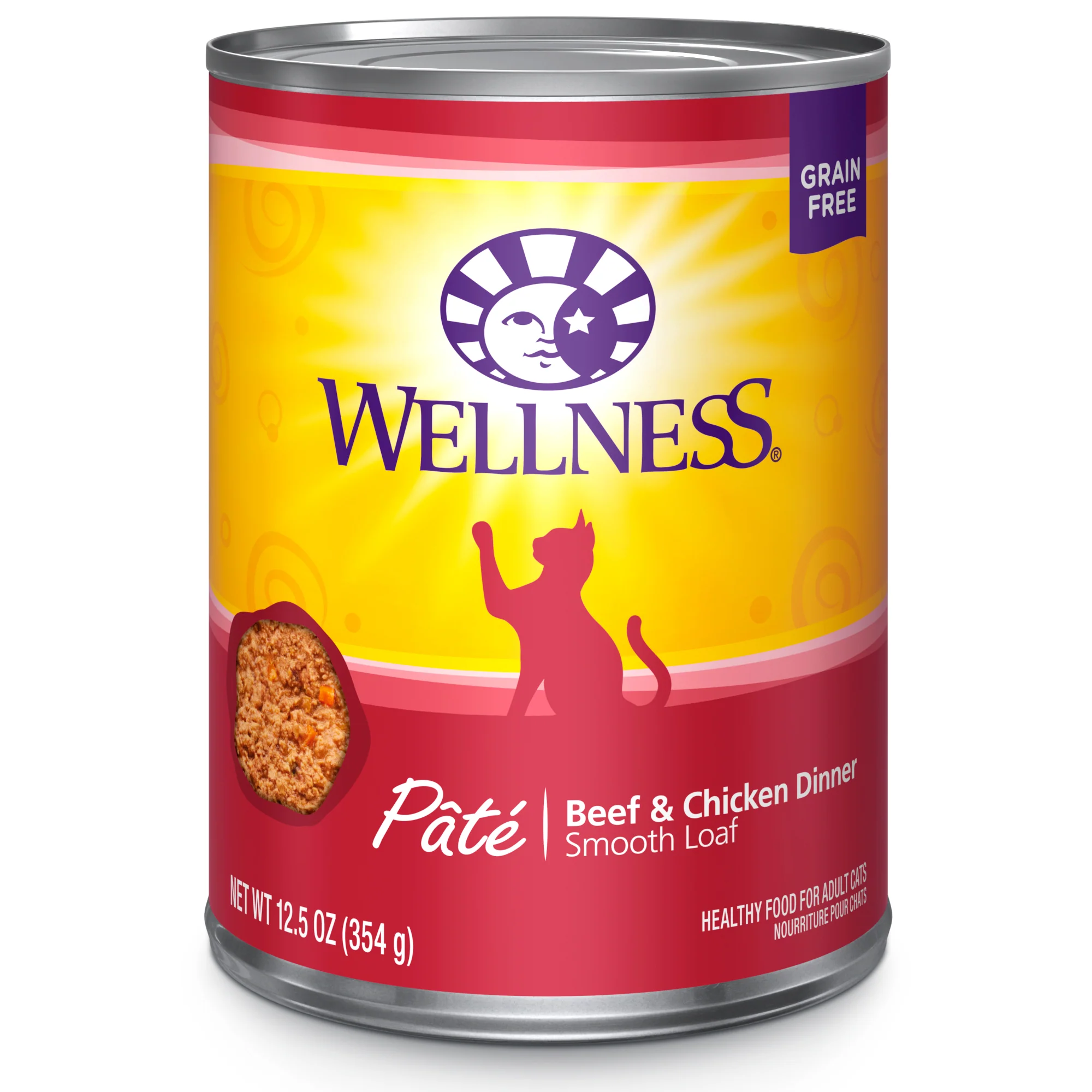 Wellness Complete Health Natural Grain Free Wet Canned Cat Food Beef & Chicken Pate 12.5oz Can - Image 1