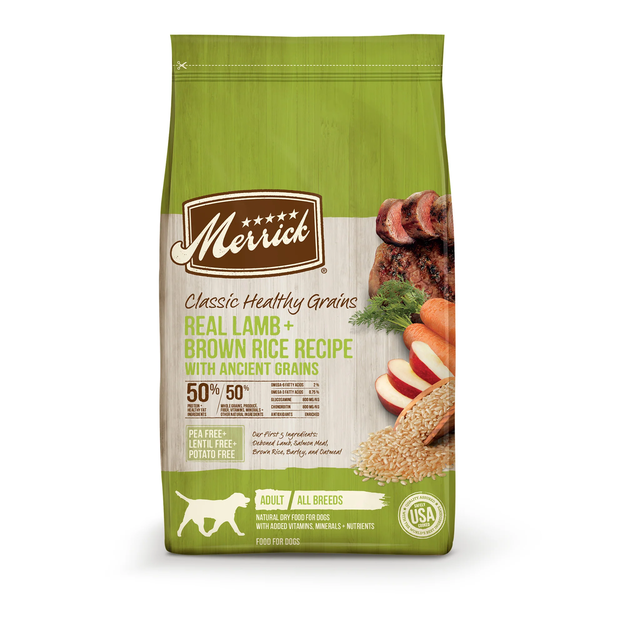 Merrick Healthy Grains Premium Adult Dry Dog Food, Wholesome And Natural Kibble With Lamb And Brown Rice 25lb - Image 1