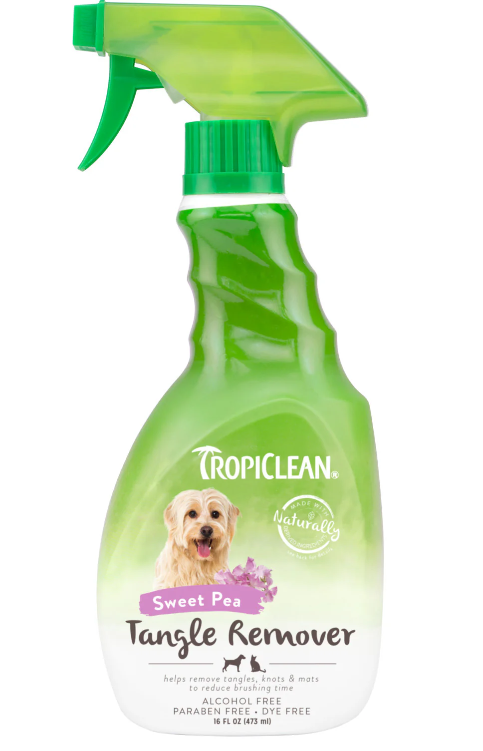 TropiClean Sweet Pea Tangle Remover Spray for Pets, 16oz - Image 1