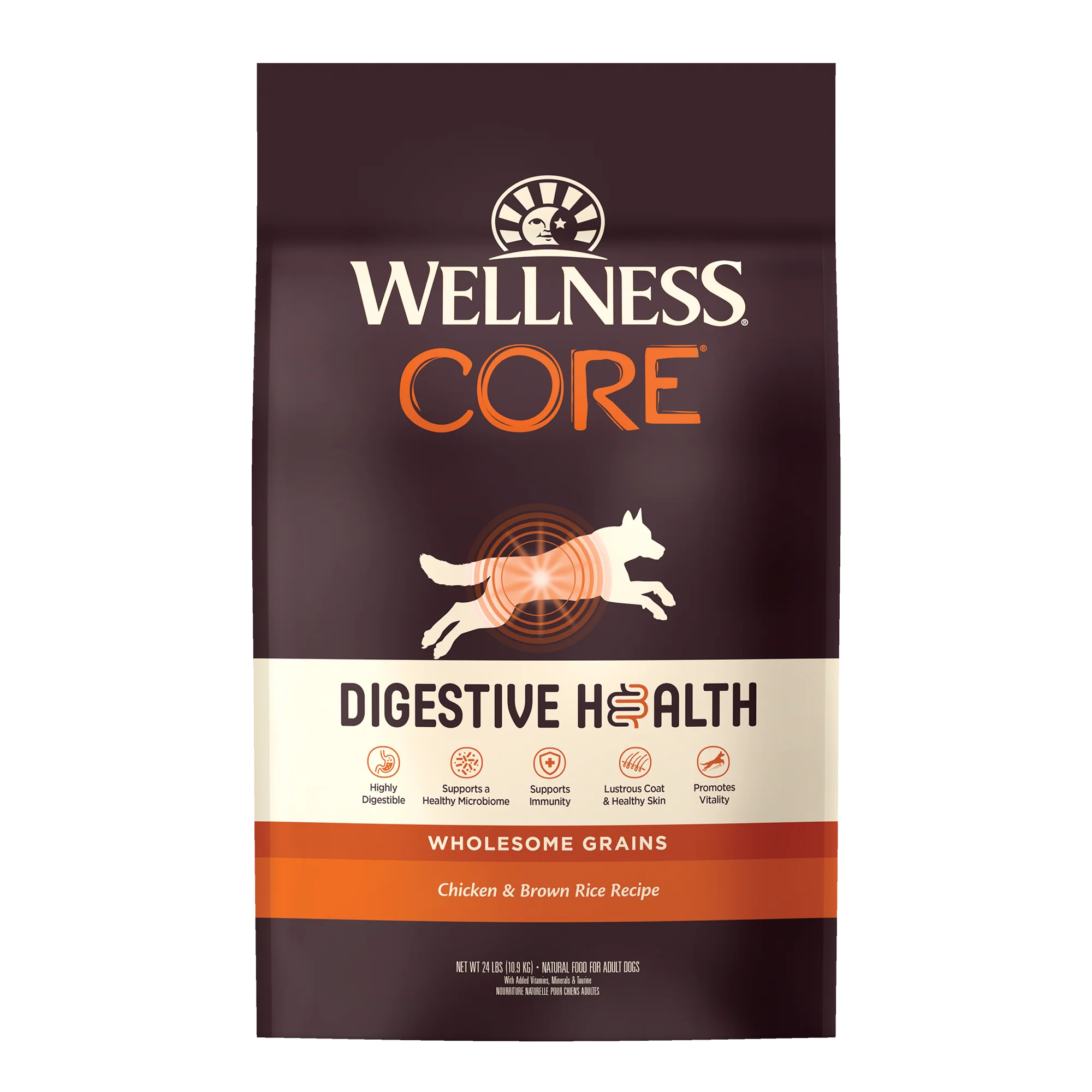 Wellness CORE Digestive Health Chicken & Brown Rice Dry Dog Food, 24lb - Image 1
