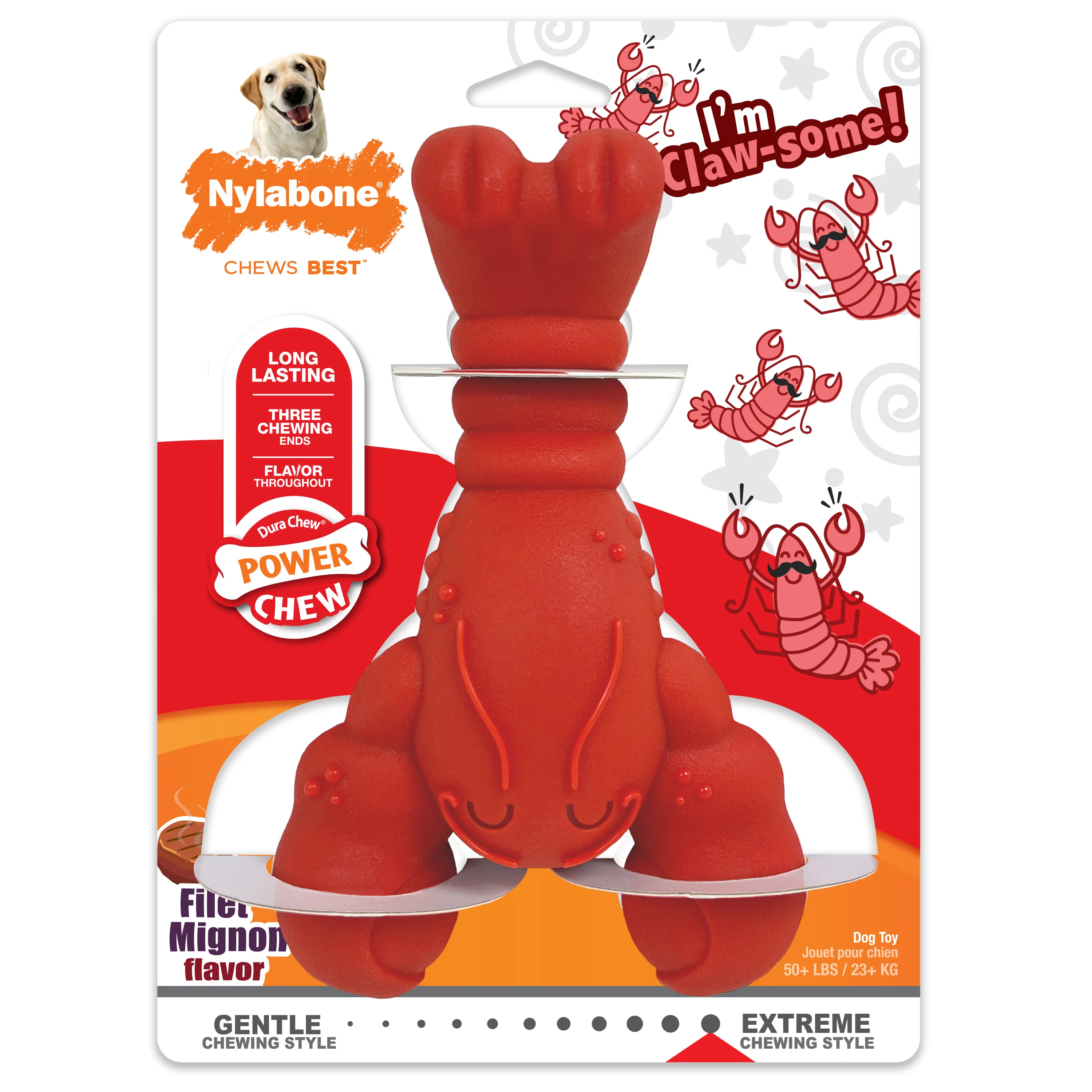 Nylabone Power Chew Lobster Dog Toy Filet Mignon Lobster X-Large/Souper - Image 1