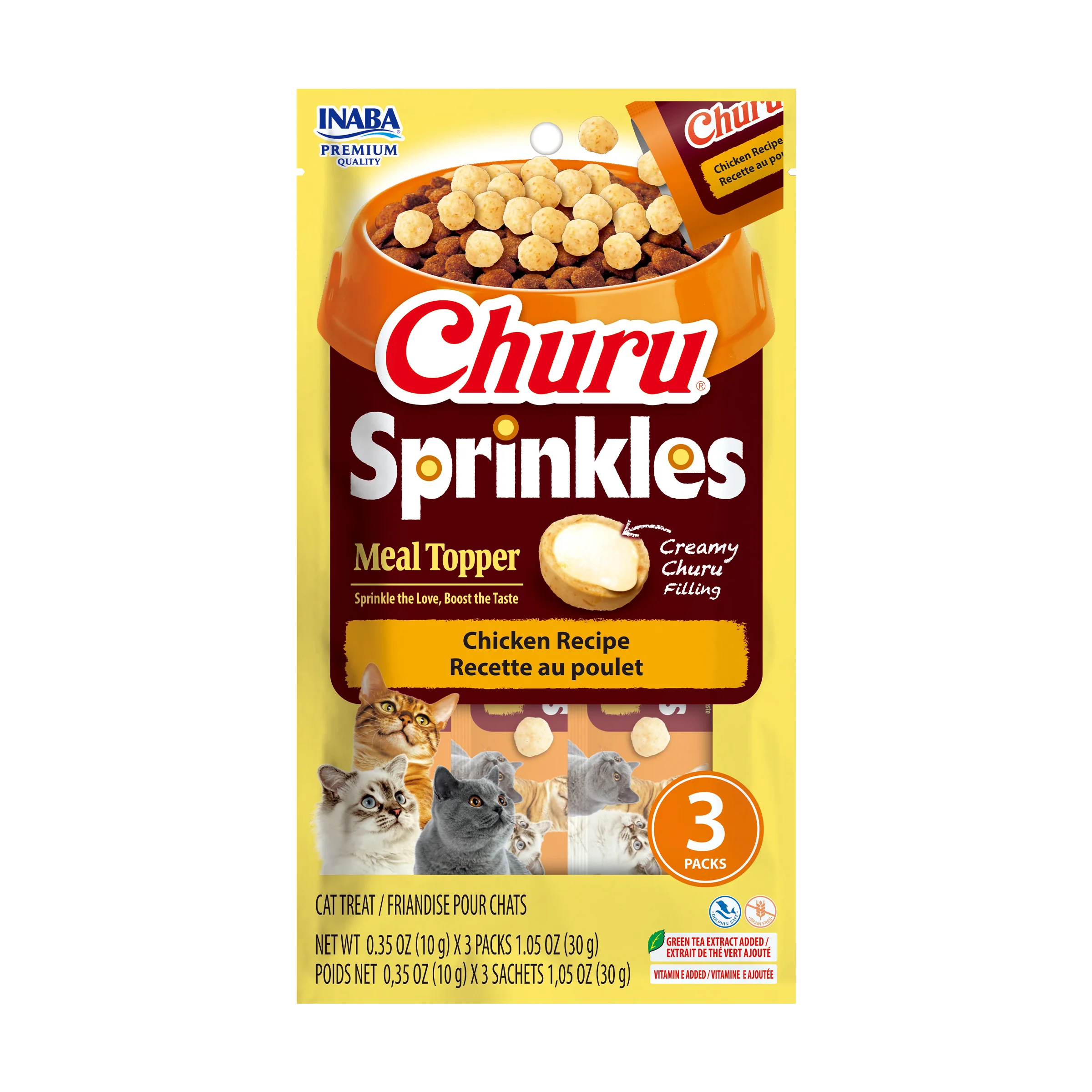 INABA Churu Sprinkles for Cats, 0.35oz 3pk Chicken Recipe - Image 1