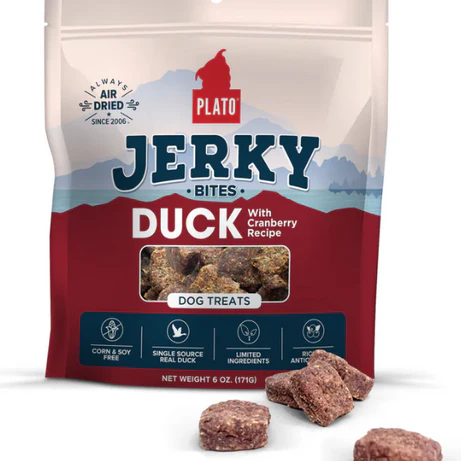 Plato Dog Treat Jerkey Bites 6 oz Duck - Image 1
