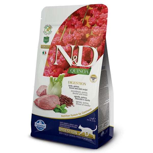 Farmina N&D Quinoa Digestion Lamb, Quinoa, Fennel & Mint Dry Cat Food 11lb - Image 1