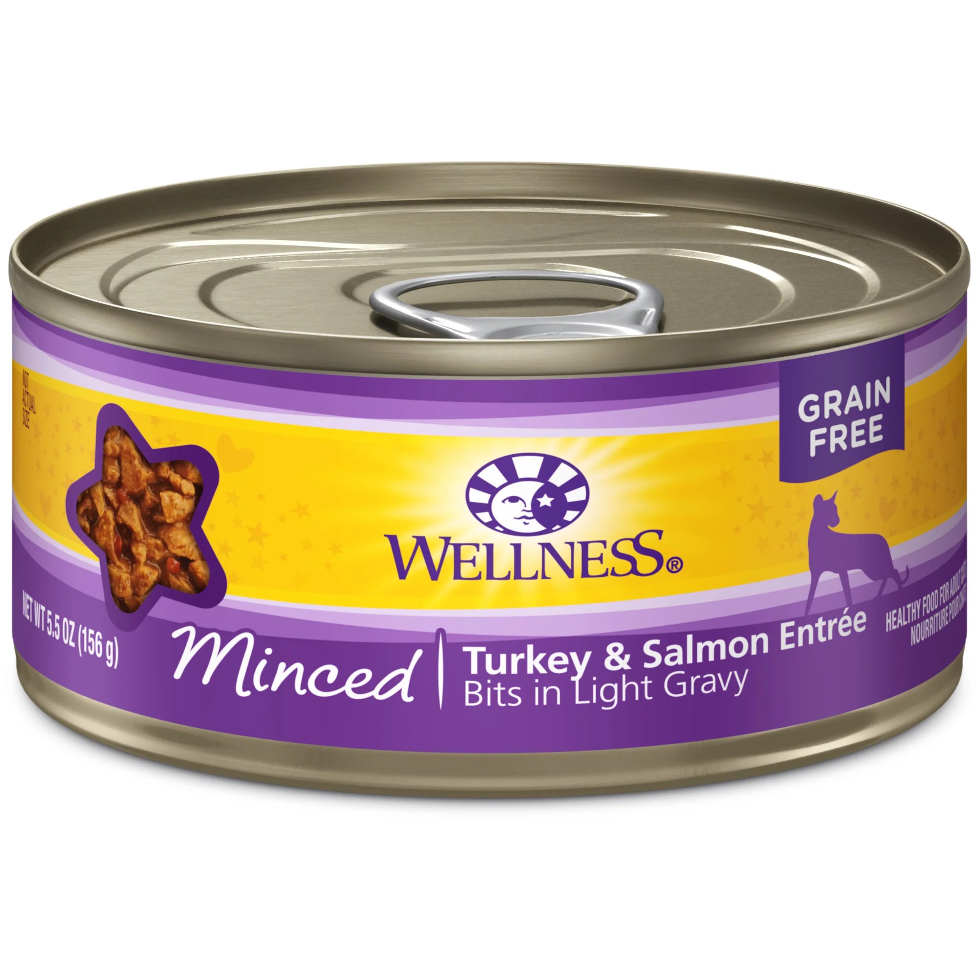 Wellness Complete Health Natural Grain Free Wet Canned Cat Food Minced Turkey & Salmon Entree 5.5oz Can - Image 1