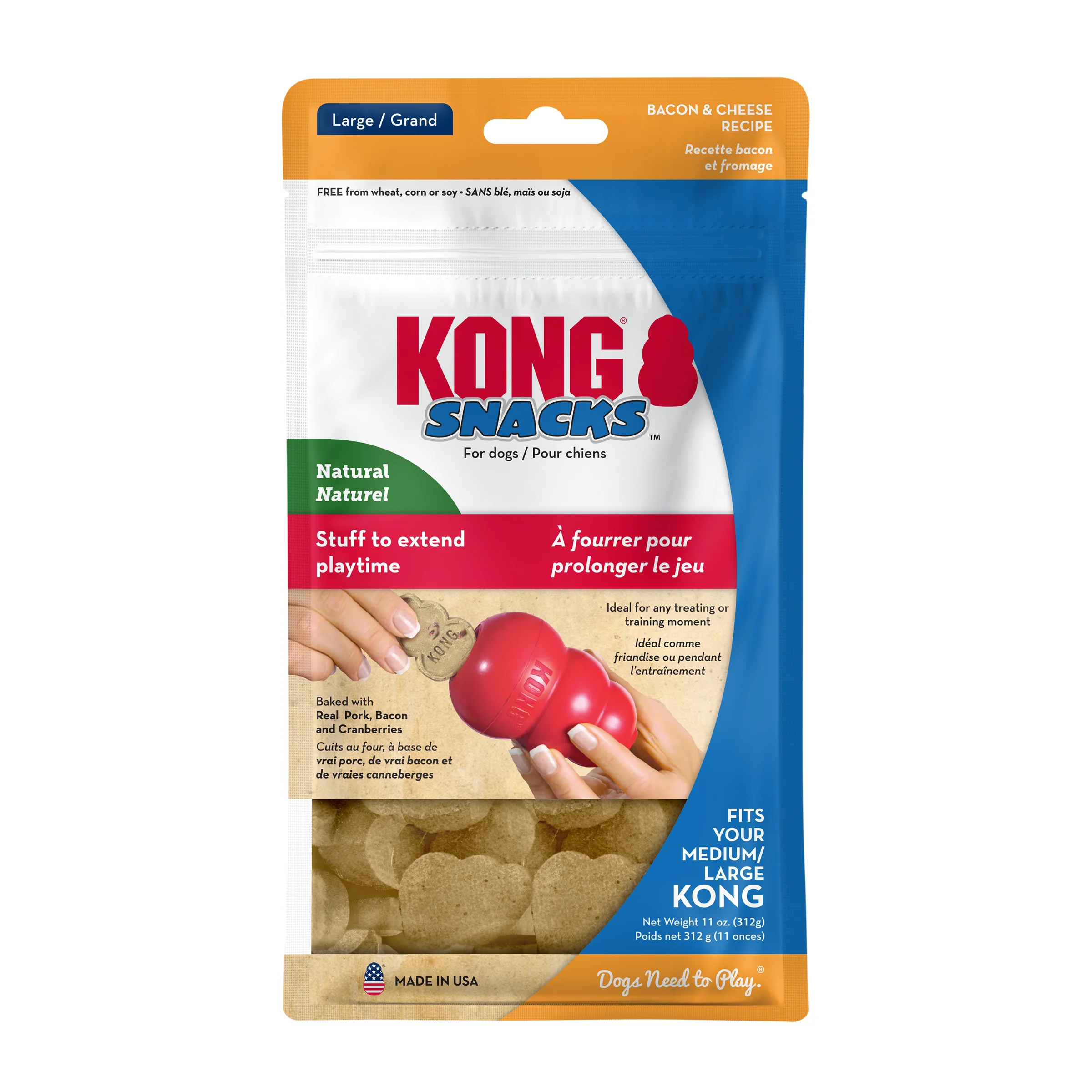 Kong Dog Treat Snacks Bacon & Cheese Large - Image 1