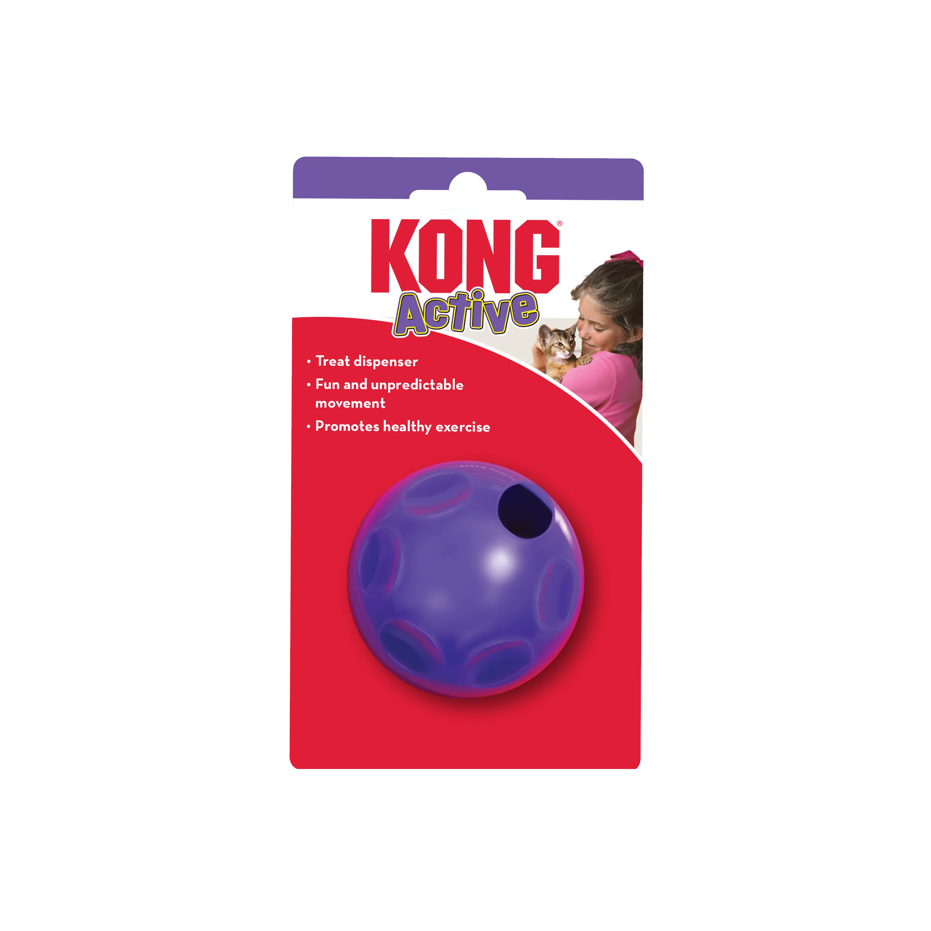 Kong Cat Toy Cat Treat Dispensing Ball Purple - Image 1